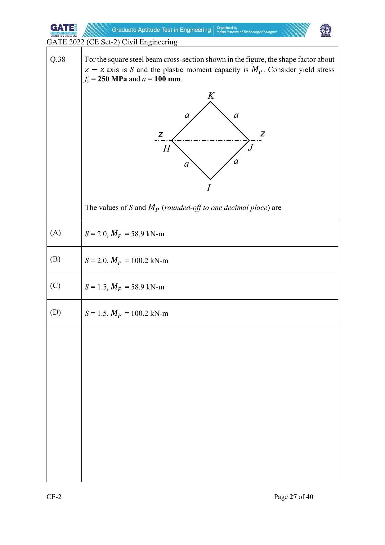 GATE 2022 Civil Engineering (CE) Question Paper - Page 73