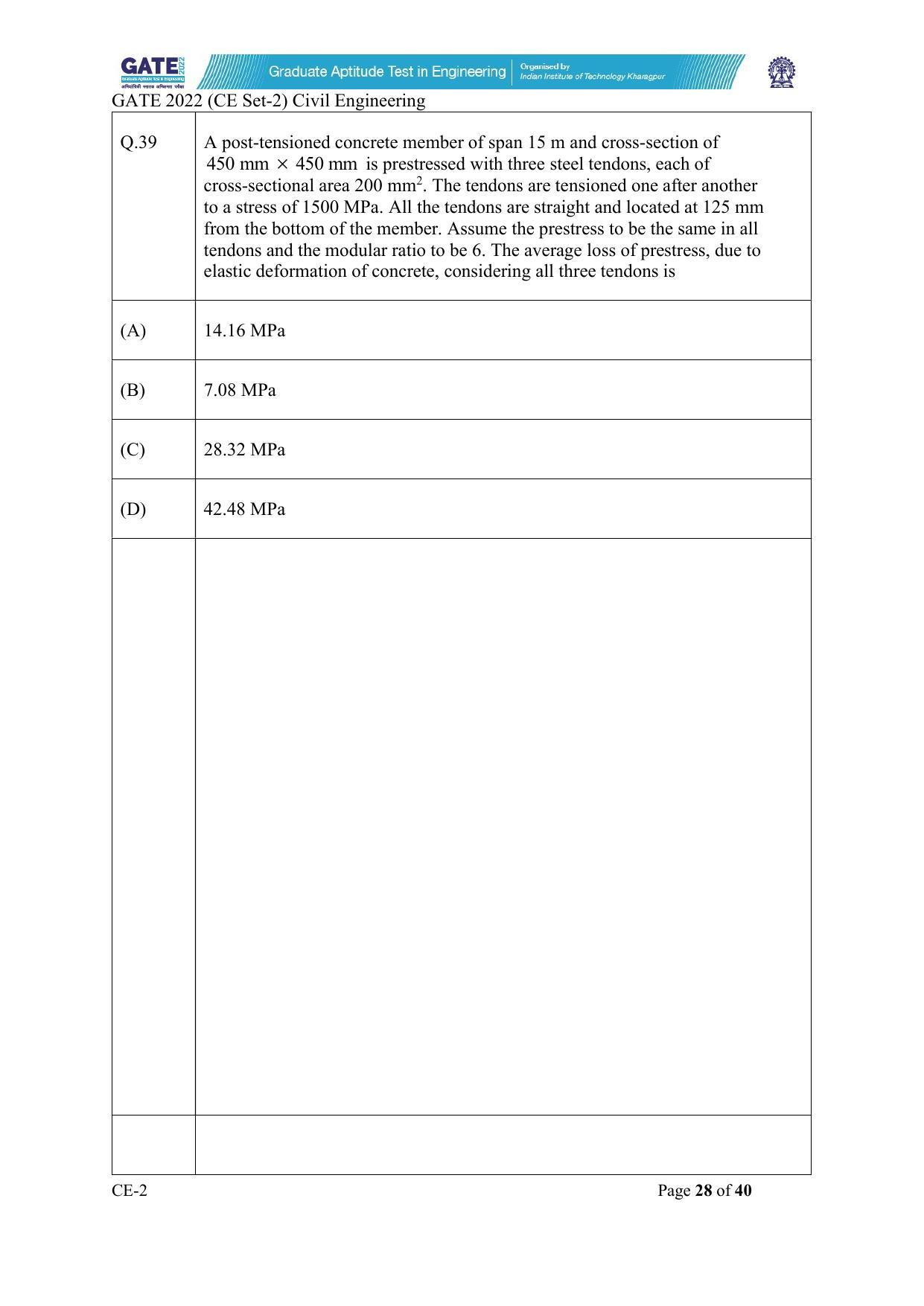 GATE 2022 Civil Engineering (CE) Question Paper - Page 74