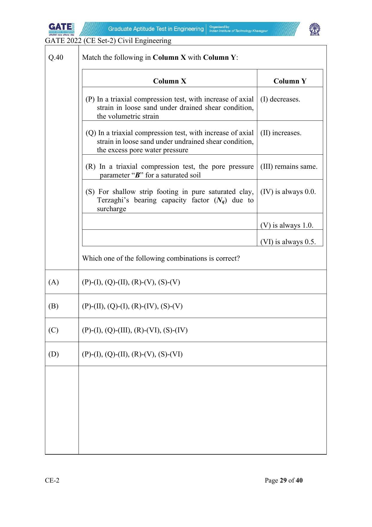 GATE 2022 Civil Engineering (CE) Question Paper - Page 75