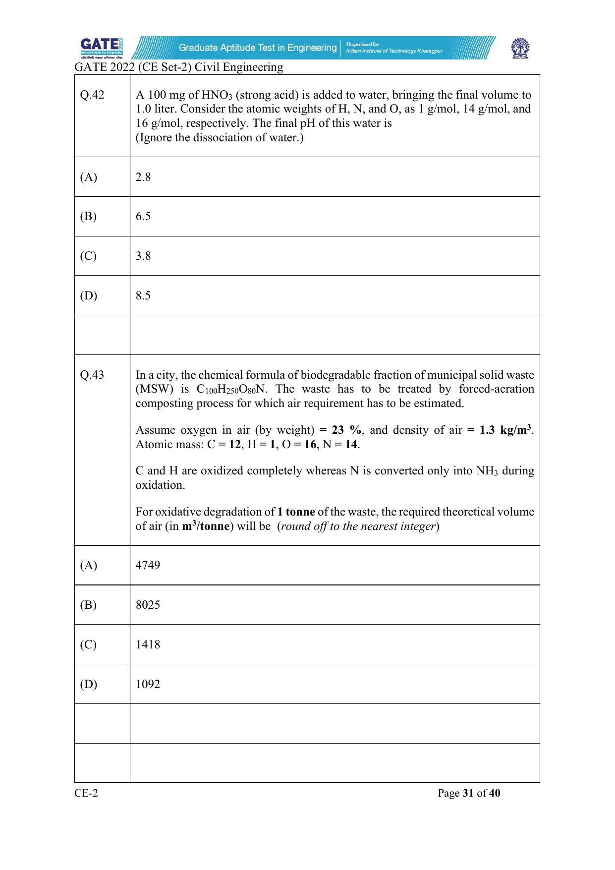 GATE 2022 Civil Engineering (CE) Question Paper - Page 77