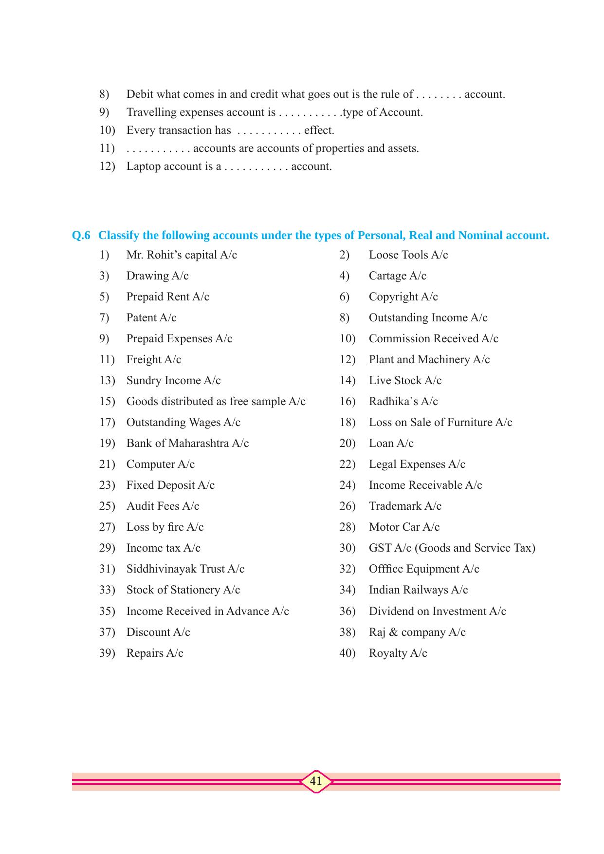 Maharashtra Board Class 10 Accountancy Textbook - Page 51