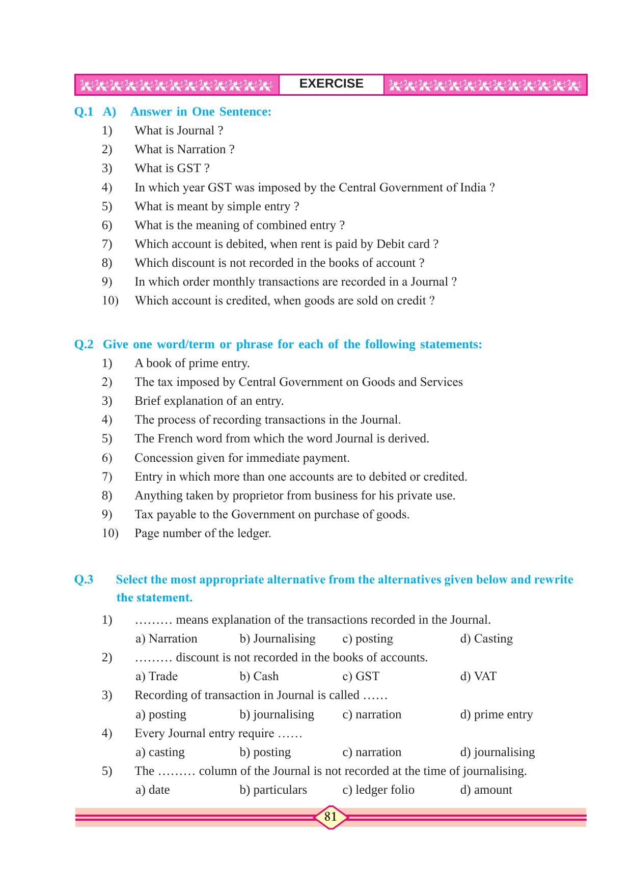 Maharashtra Board Class 10 Accountancy Textbook - Page 91