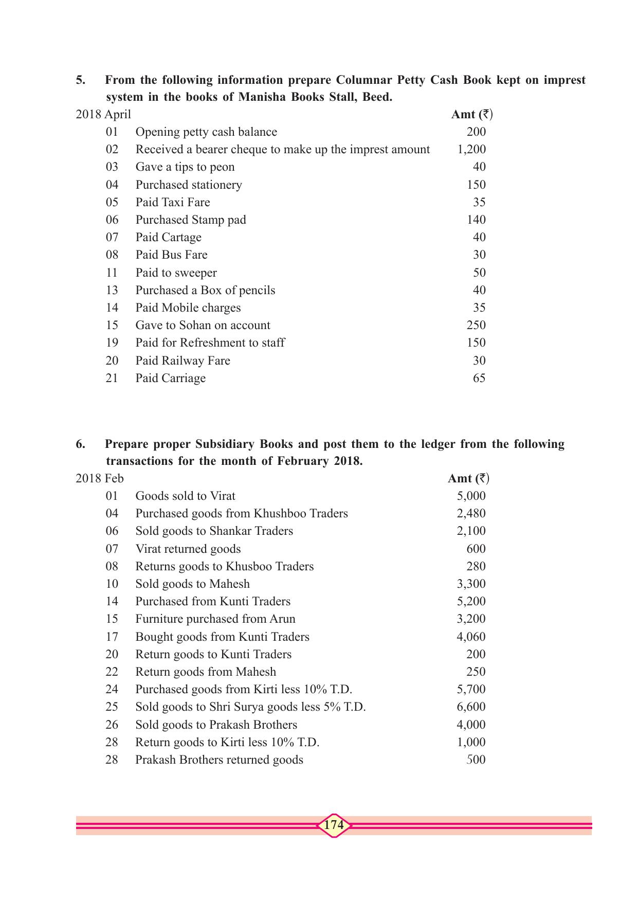Maharashtra Board Class 10 Accountancy Textbook - Page 184