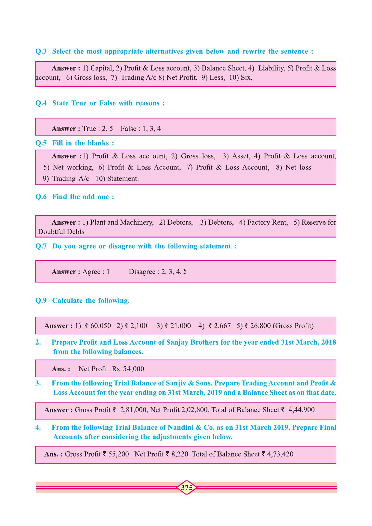 Maharashtra Board Class 10 Accountancy Textbook - Page 385