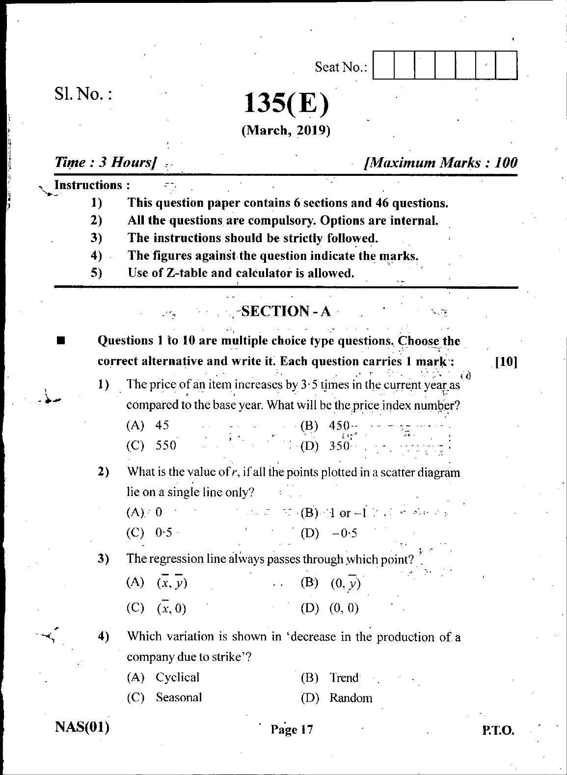 Gujarat Board Class 12th Question Paper March 2019: 135 (GHE) - Page 17