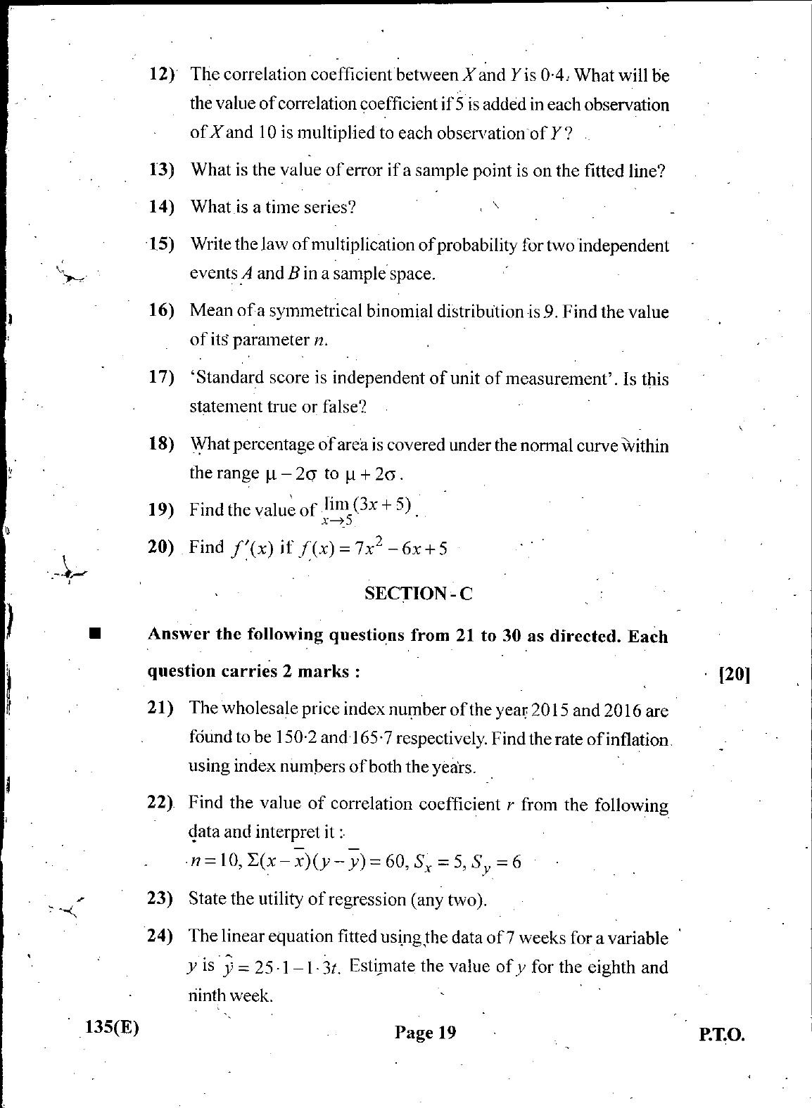 Gujarat Board Class 12th Question Paper March 2019: 135 (GHE) - Page 19