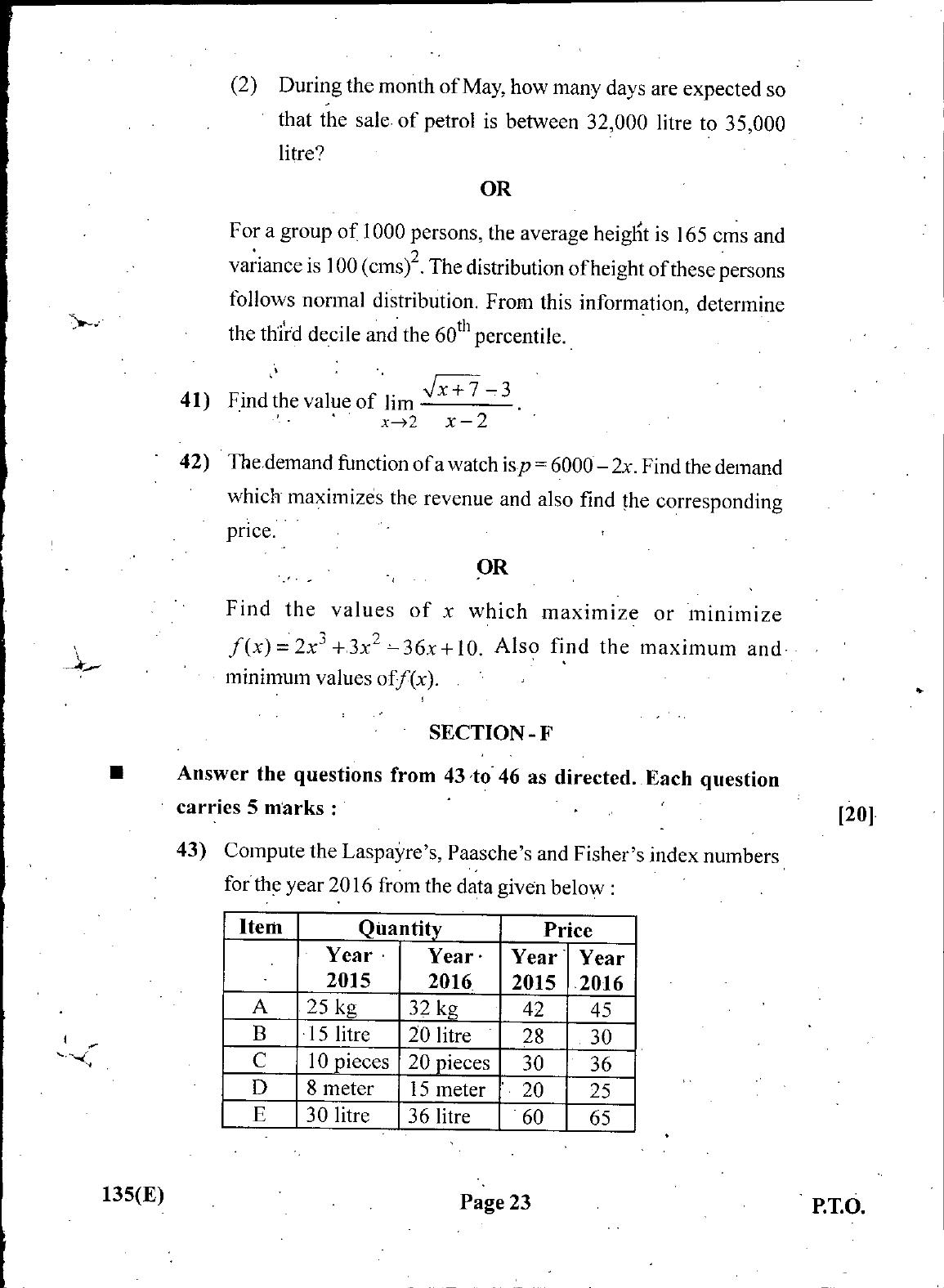 Gujarat Board Class 12th Question Paper March 2019: 135 (GHE) - Page 23