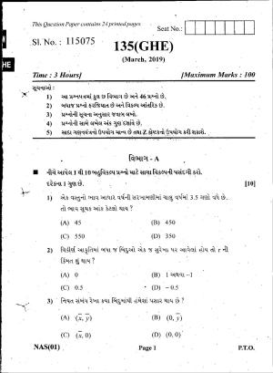 Gujarat Board Class 12th Question Paper March 2019: 135 (GHE)