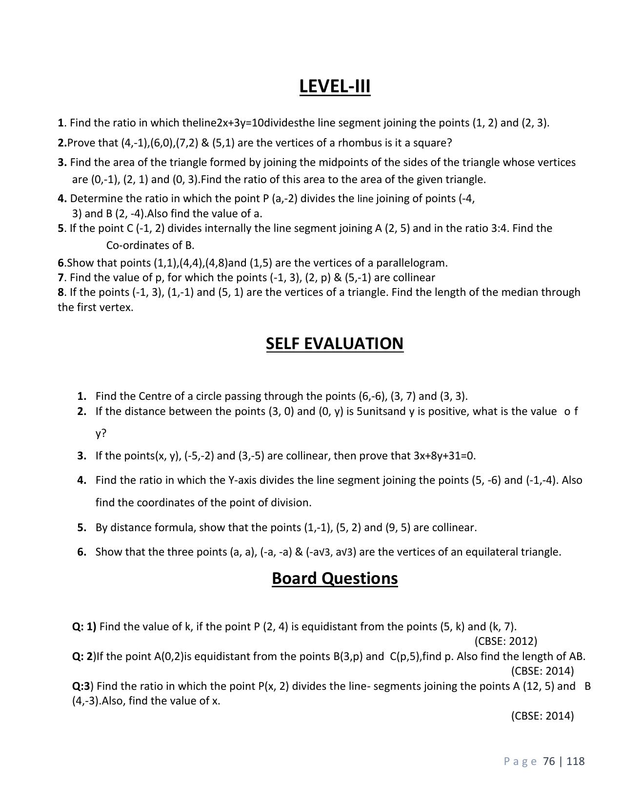CBSE Worksheets for Class 10 Maths Coordinate Geometry Assignment 7 - Page 3