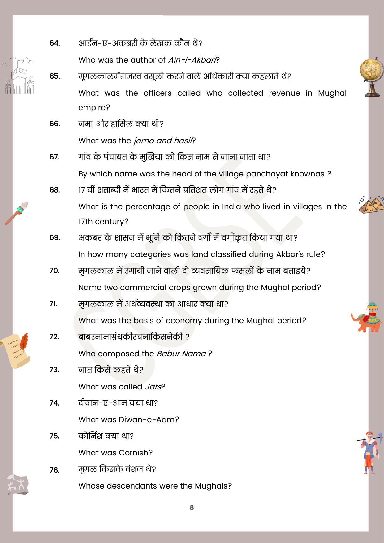 CGBSE Board Class 12 History इतिहास 2023-2024 Question Bank - Page 8