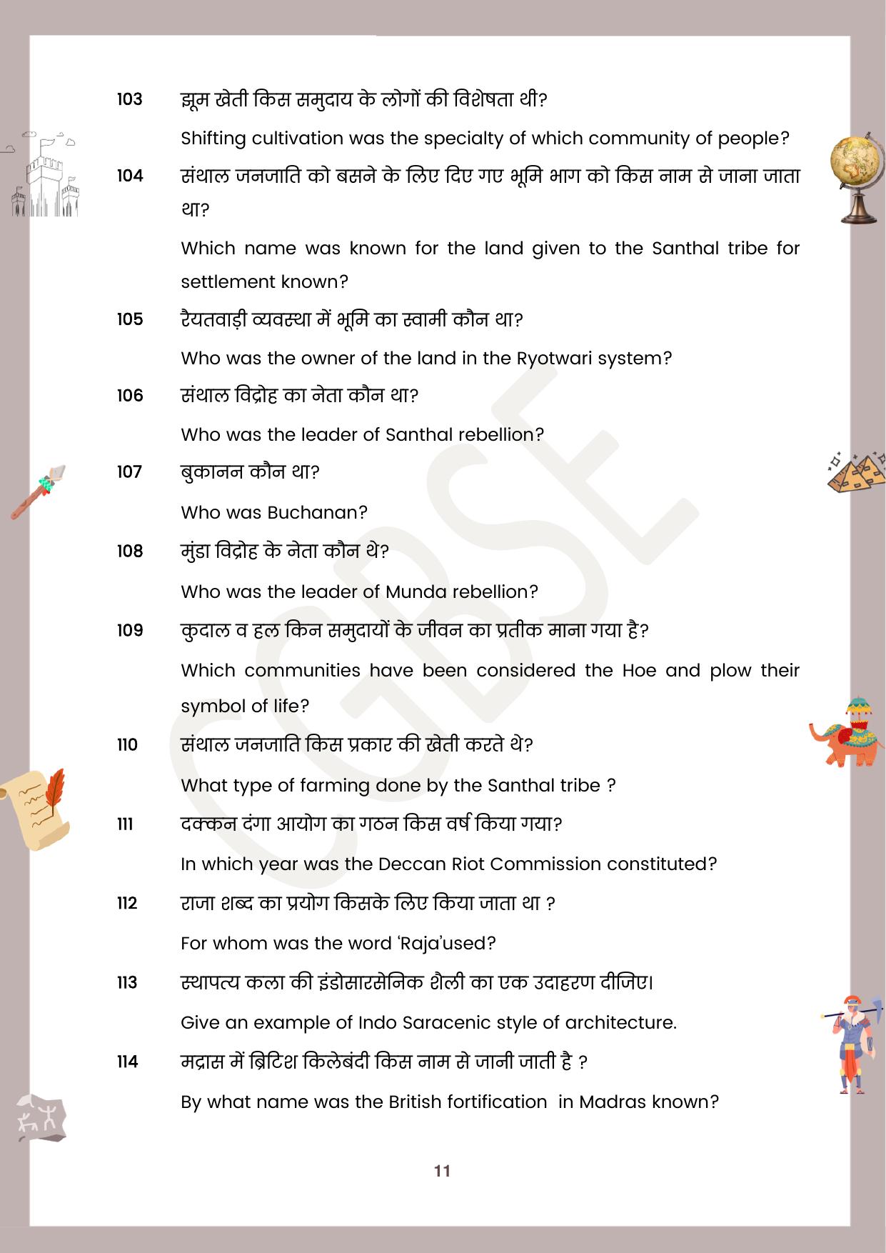 CGBSE Board Class 12 History इतिहास 2023-2024 Question Bank - Page 11