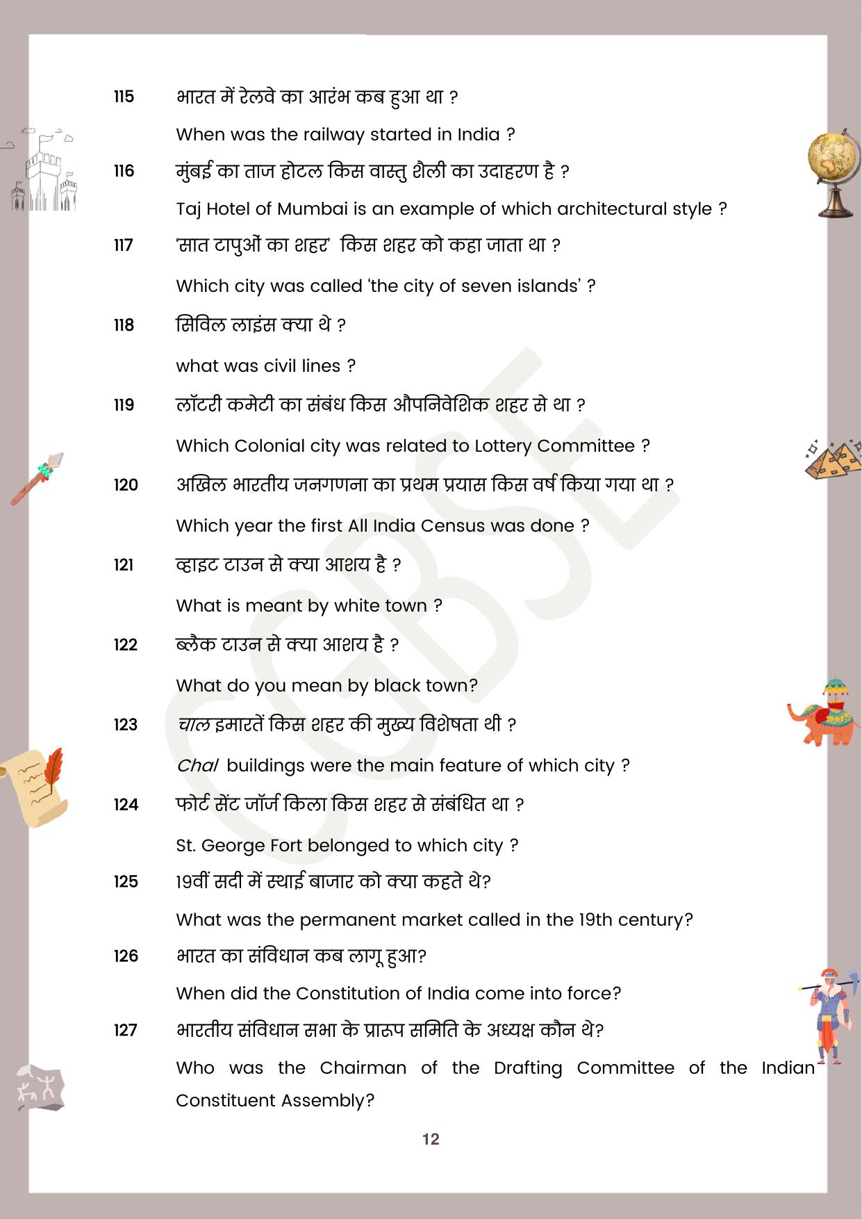 CGBSE Board Class 12 History इतिहास 2023-2024 Question Bank - Page 12