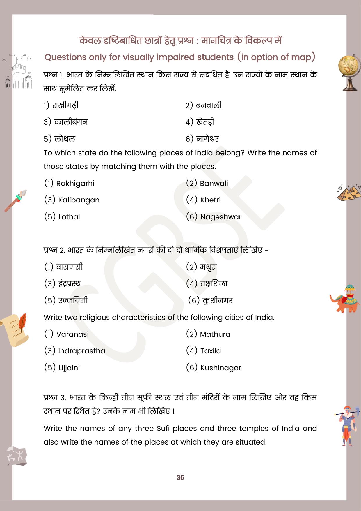 CGBSE Board Class 12 History इतिहास 2023-2024 Question Bank - Page 36