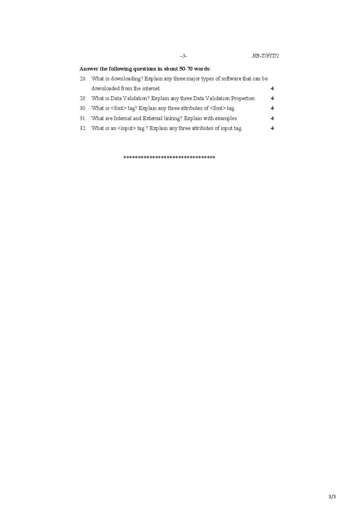 Nagaland Board Class 10 Foundation of Information Technology 2021 Question Paper - Page 3