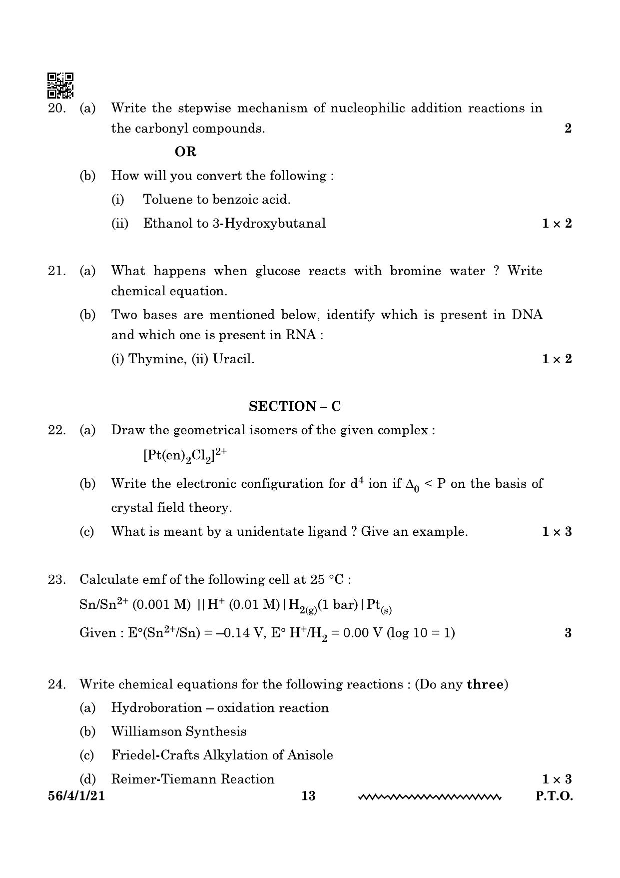 CBSE Class 12 56-4-1 Chemistry 2024 Question Paper - Page 13