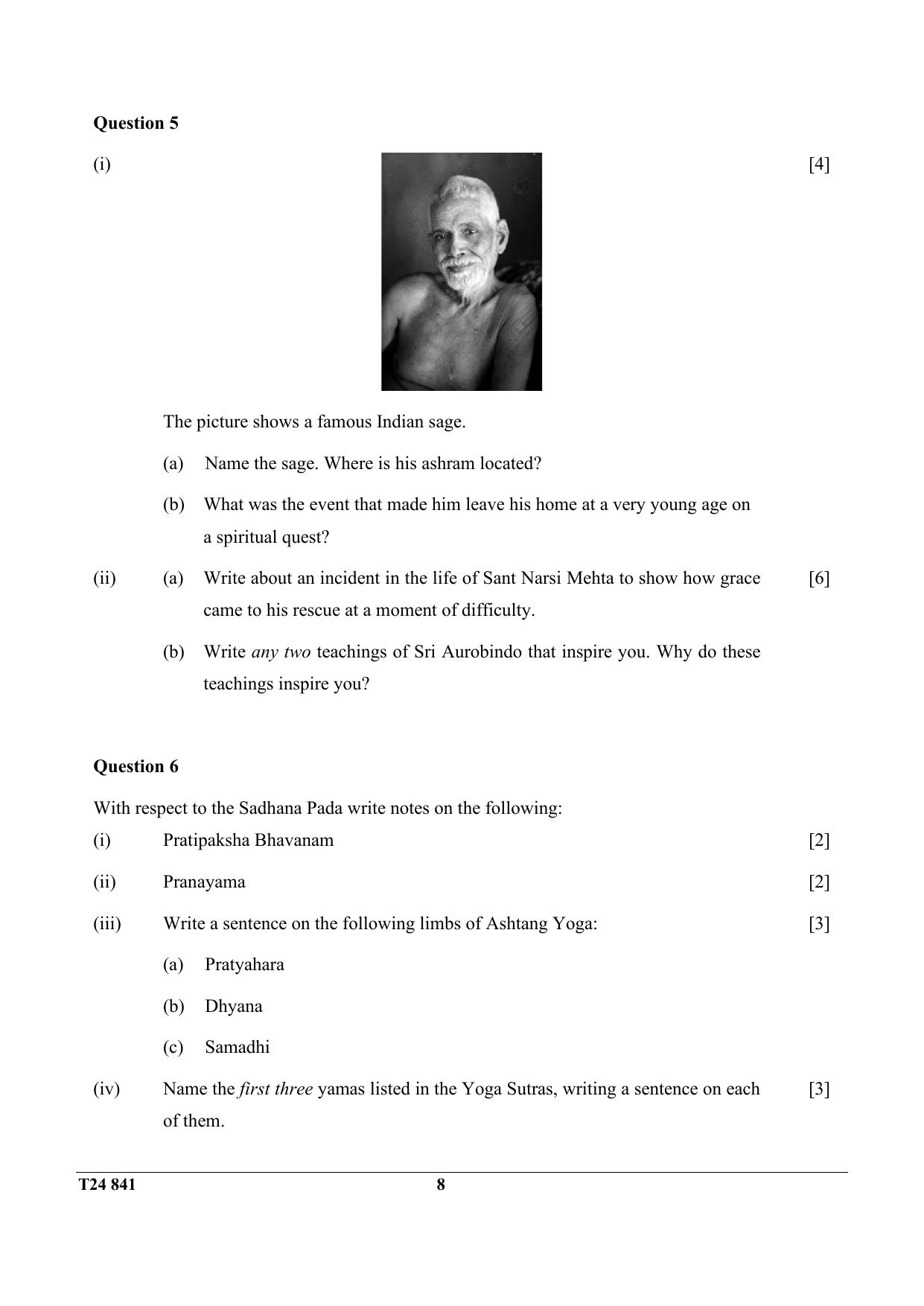 ICSE Class 10 YOGA 2024 Question Paper - Page 8