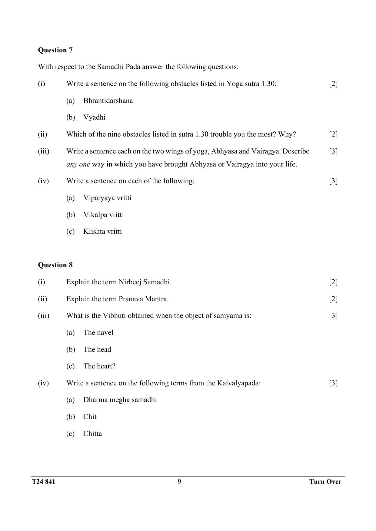 ICSE Class 10 YOGA 2024 Question Paper - Page 9