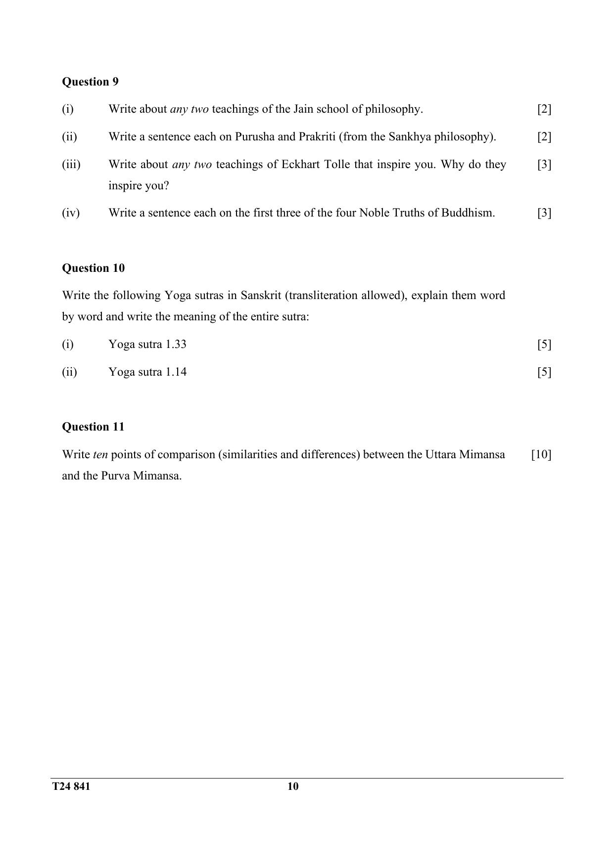 ICSE Class 10 YOGA 2024 Question Paper - Page 10