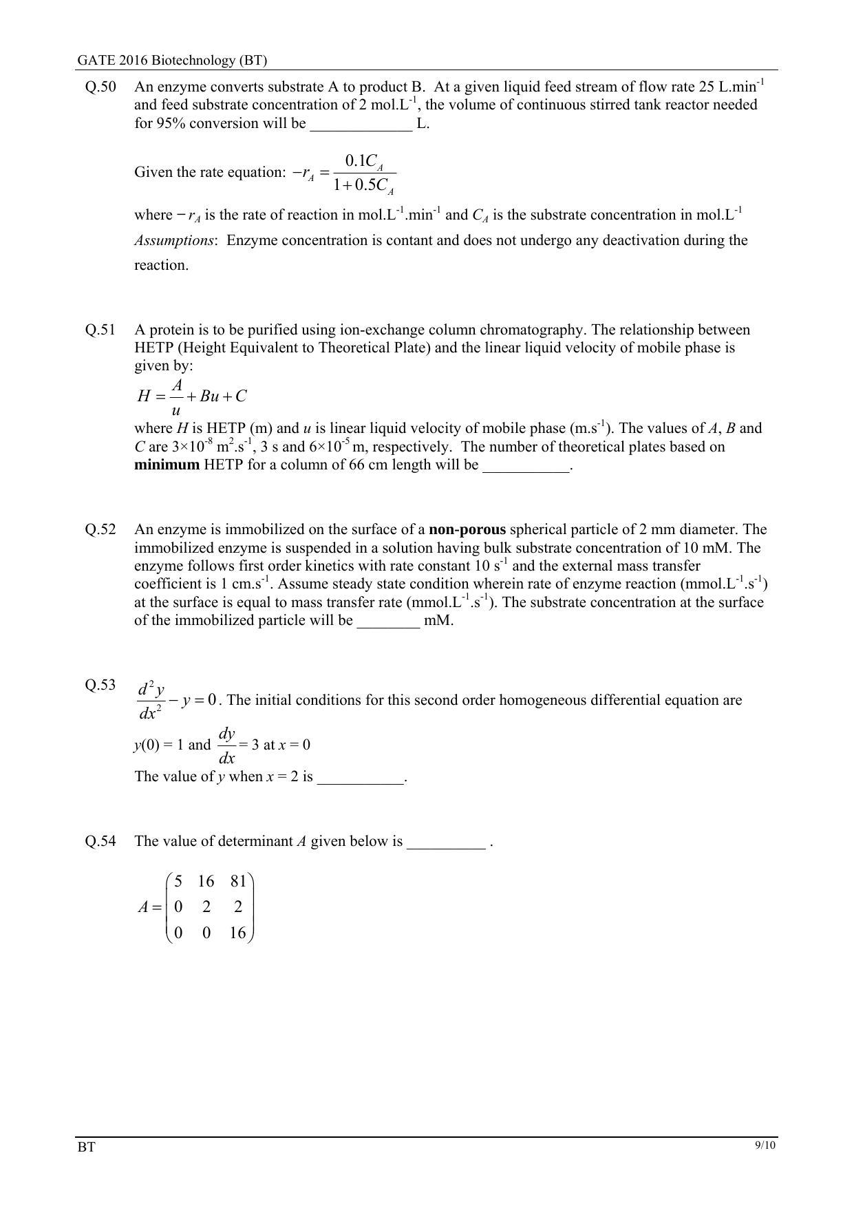 GATE 2016 Biotechnology (BT) Question Paper with Answer Key - Page 12