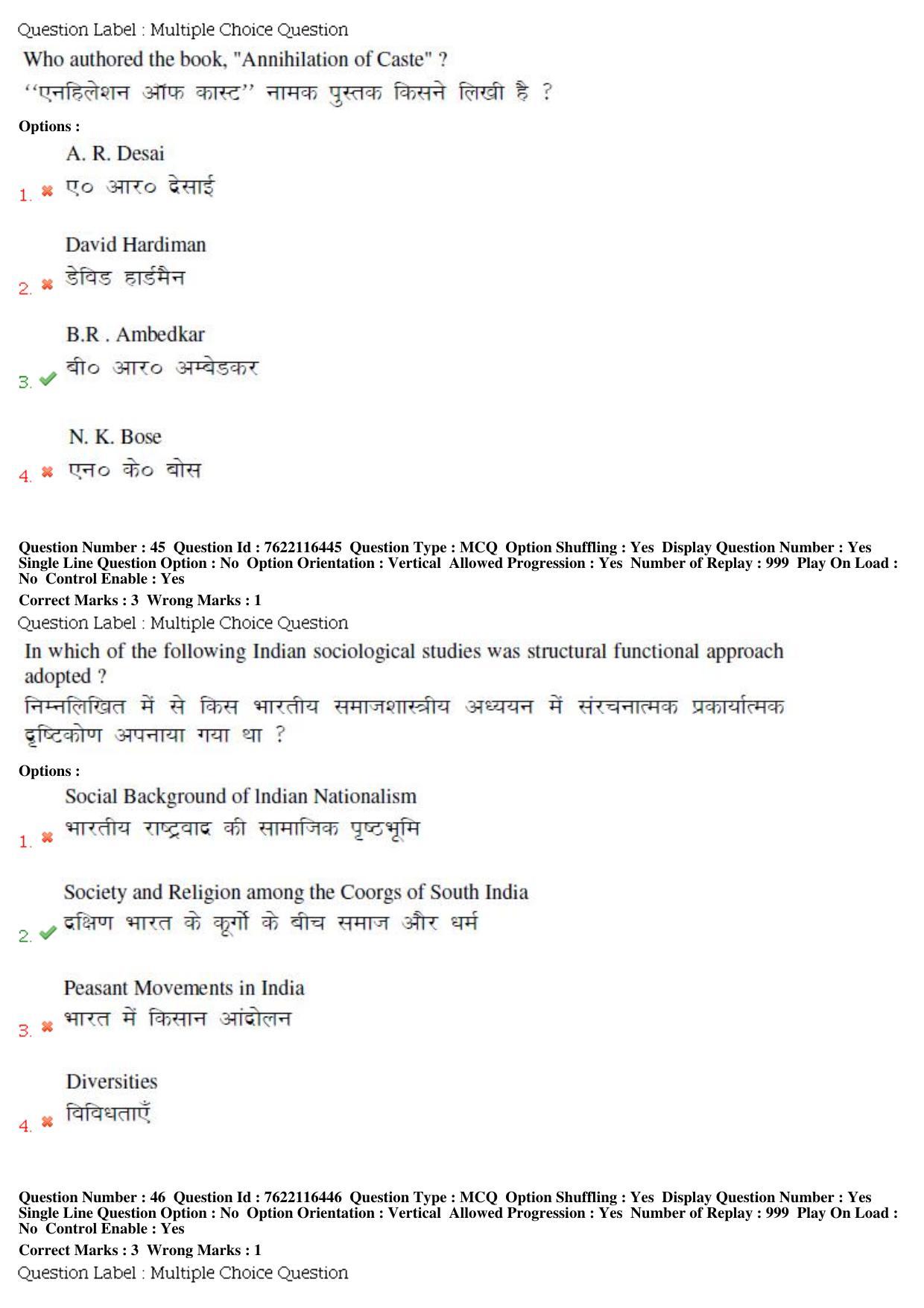 BHU RET Sociology 2019 Question Paper  - Page 24