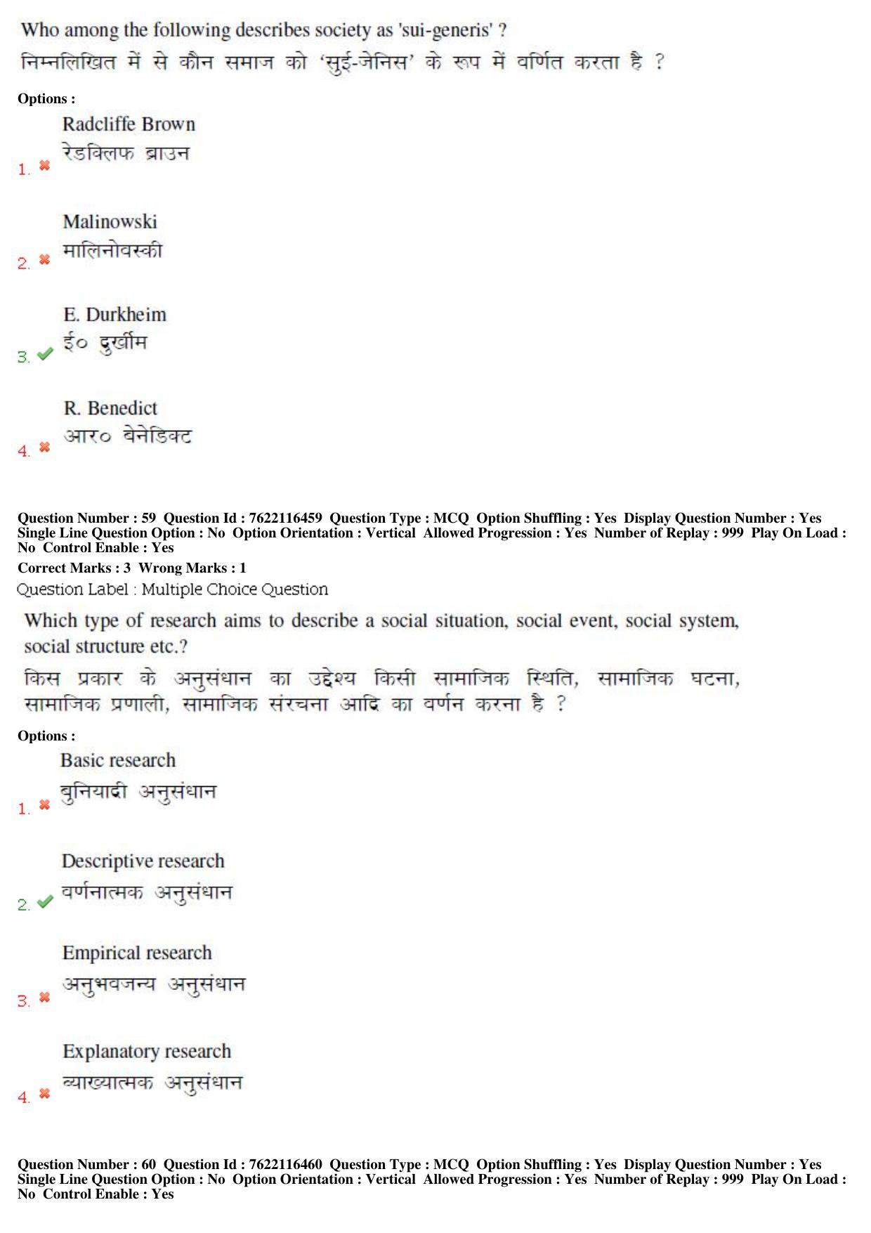 BHU RET Sociology 2019 Question Paper  - Page 31