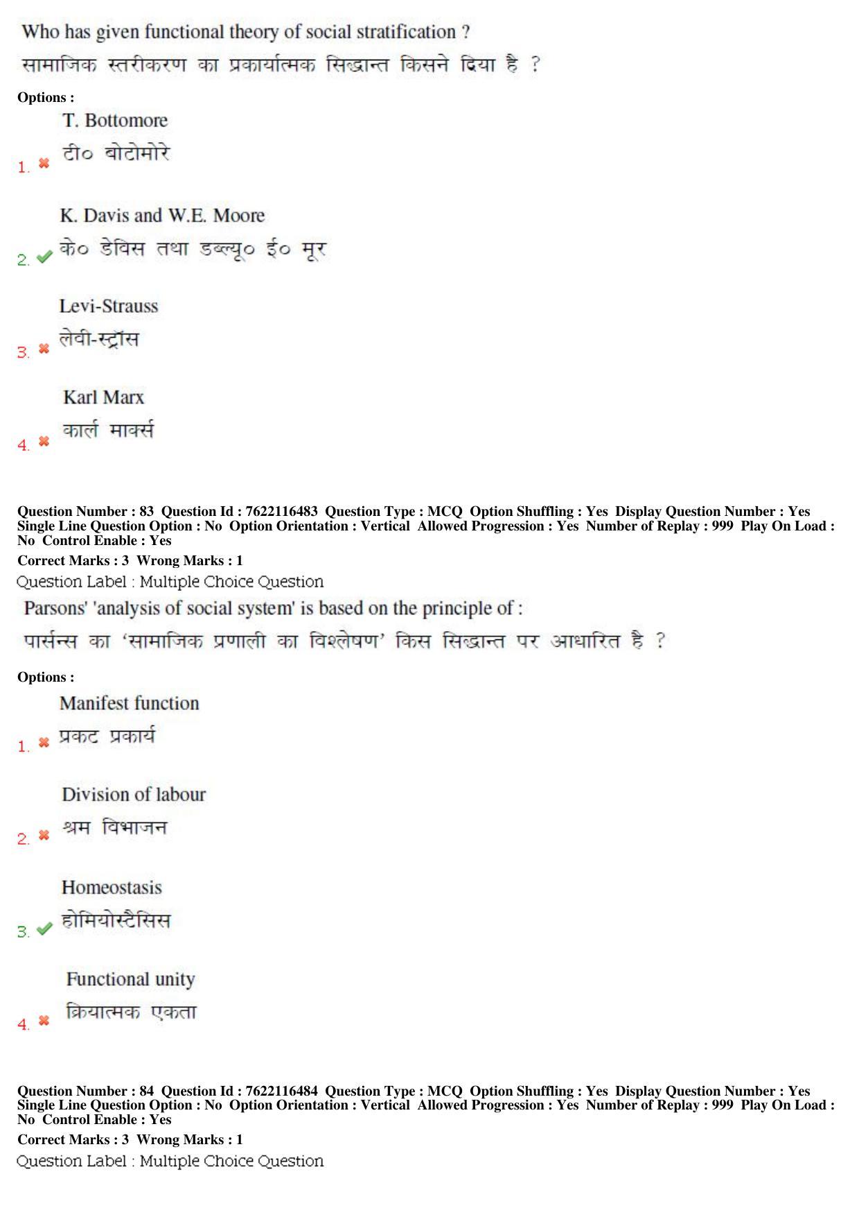 BHU RET Sociology 2019 Question Paper  - Page 43