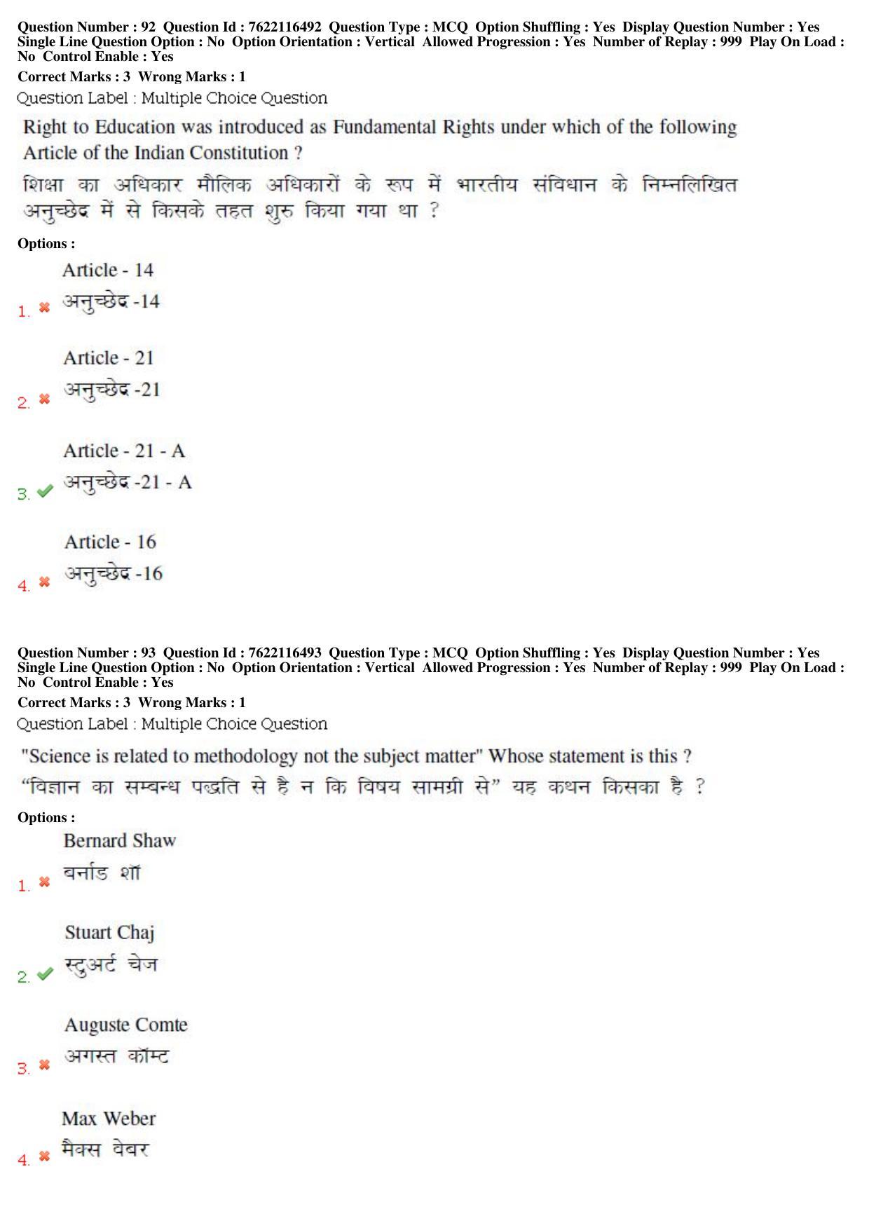 BHU RET Sociology 2019 Question Paper  - Page 48