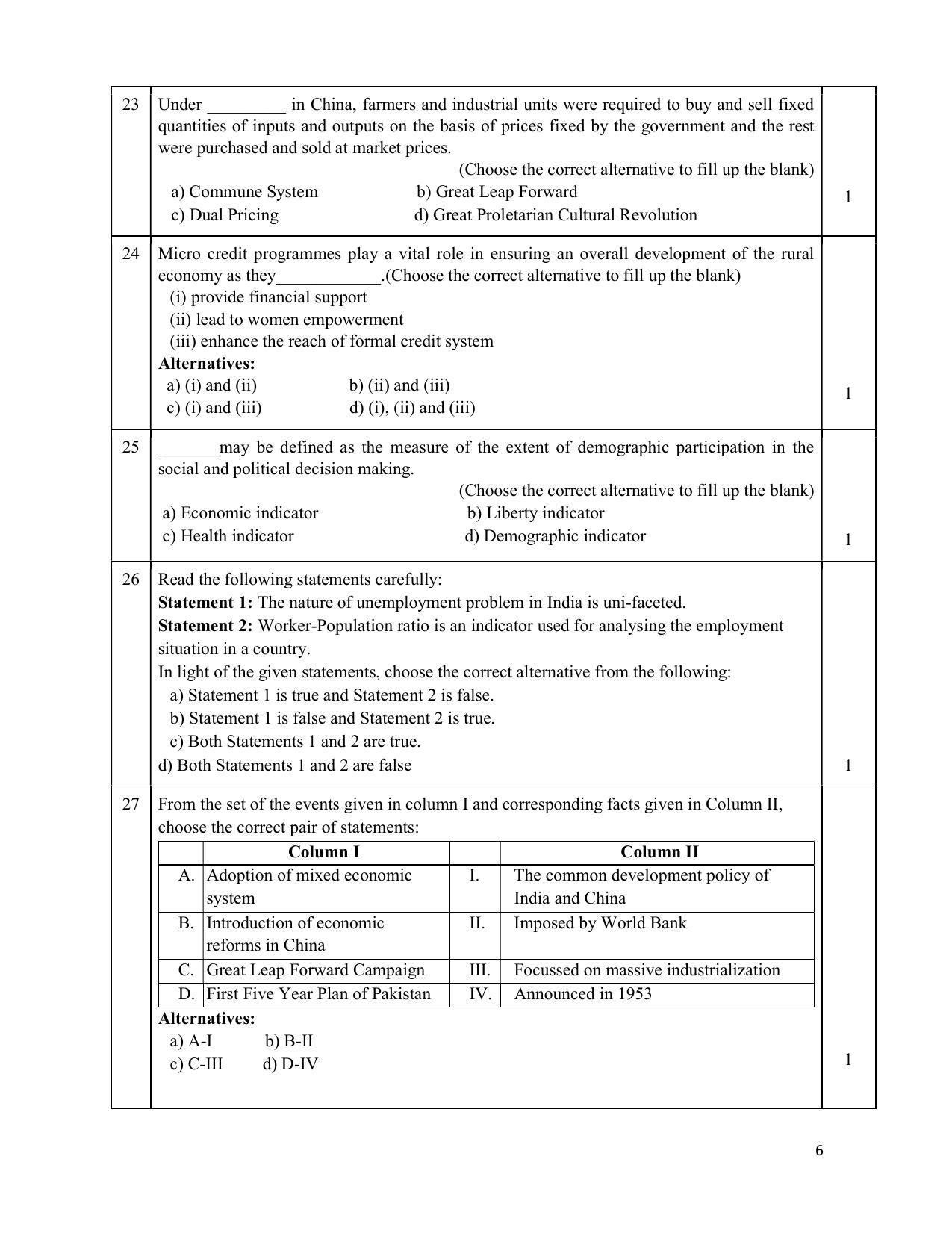 CBSE Class 12 Economics Sample Paper 2024 - Page 6