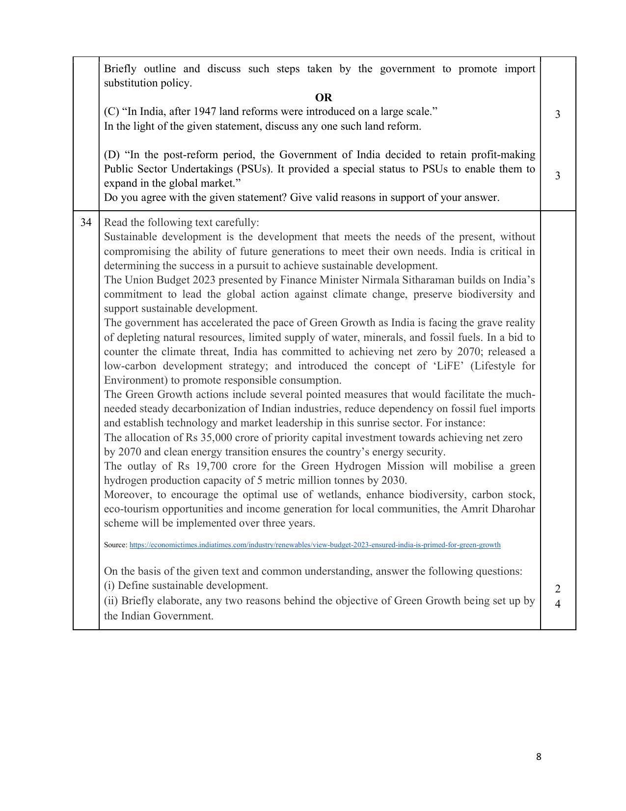 CBSE Class 12 Economics Sample Paper 2024 - Page 8