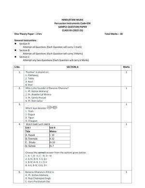 CBSE Class 12 Hindustani Music (Percussion) Sample Paper 2023