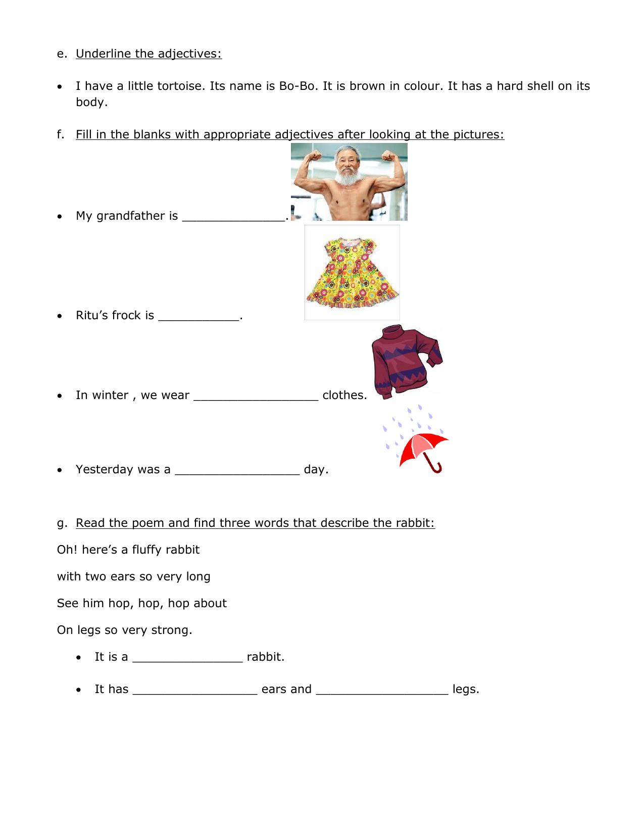 Worksheet for Class 2 English Assignment 8 - Page 2