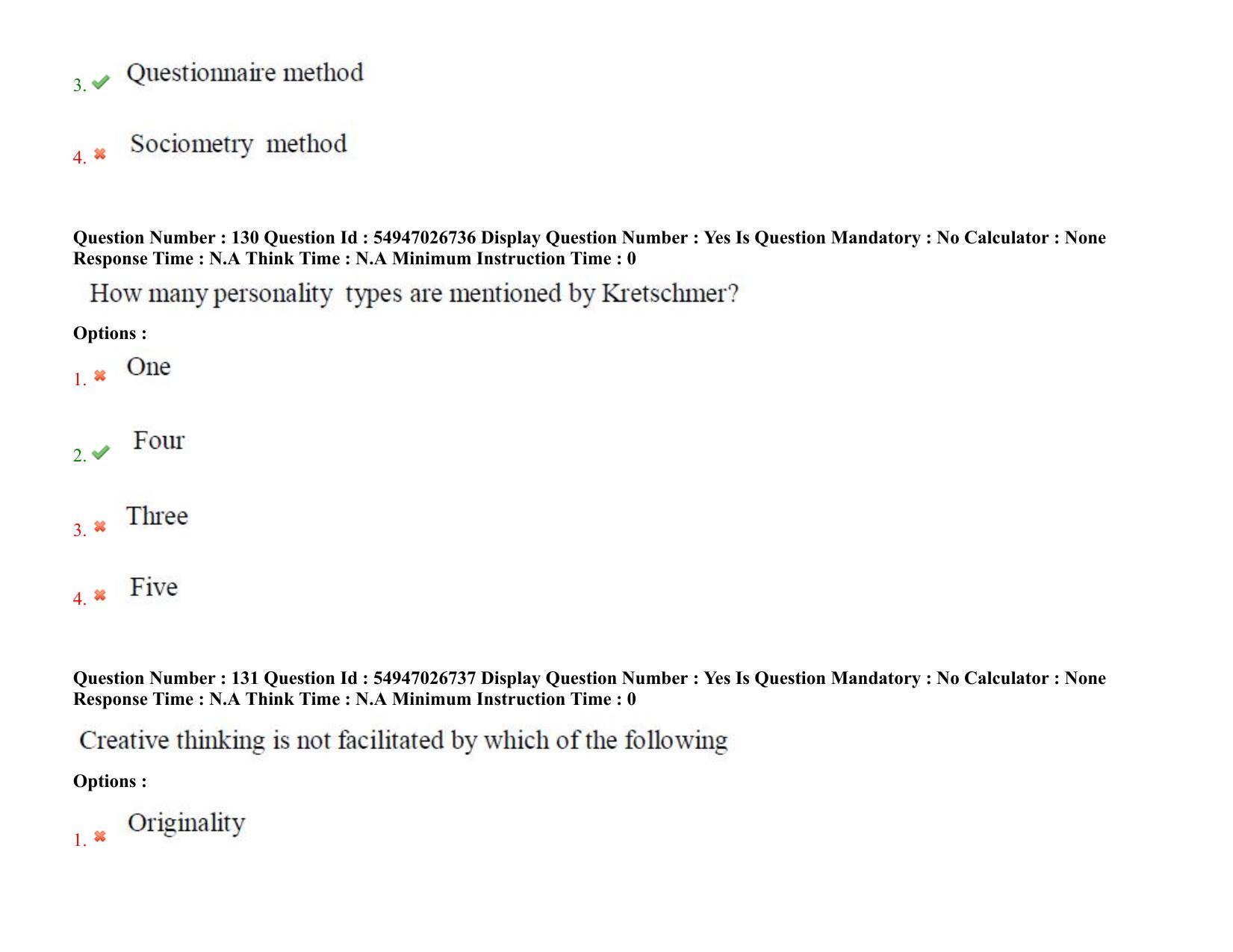 AP RCET 2022: psychology -  18-10-2022 (Tuesday) Session-II: Question Paper With keys - Page 94