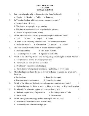 CBSE Worksheets for Class 9 Social Science Assignment 3