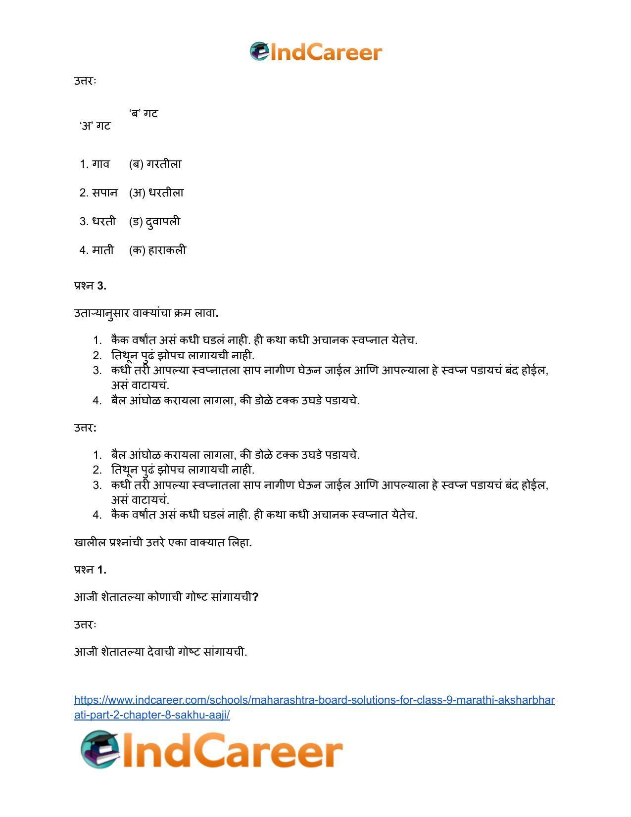 Maharashtra Board Solutions for Class 9- Marathi Aksharbharati (Part- 2): Chapter 8- सखू आजी - Page 22