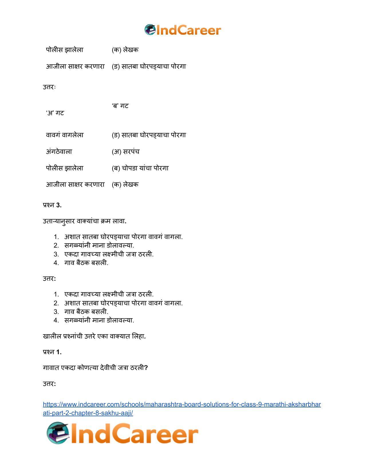Maharashtra Board Solutions for Class 9- Marathi Aksharbharati (Part- 2): Chapter 8- सखू आजी - Page 32