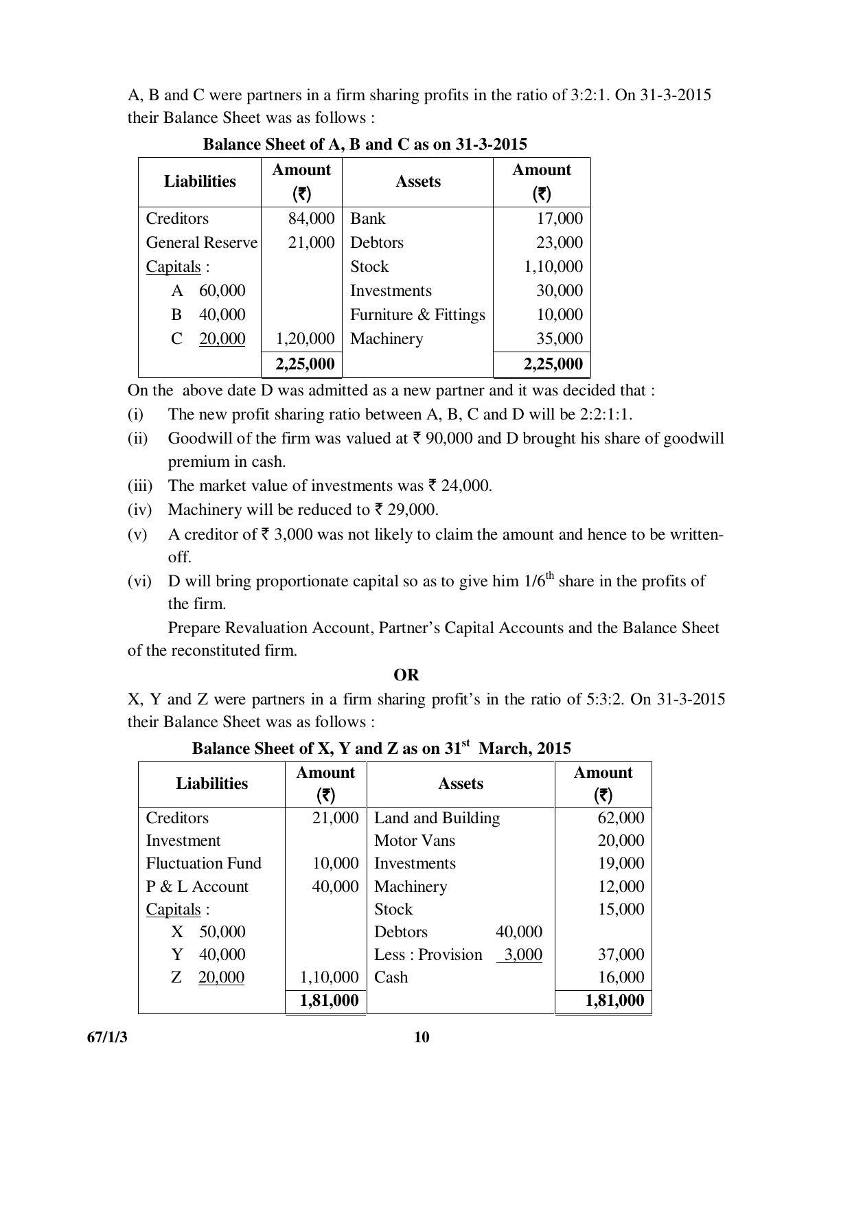 CBSE Class 12 67-1-3 ACCOUNTANCY 2016 Question Paper - Page 10