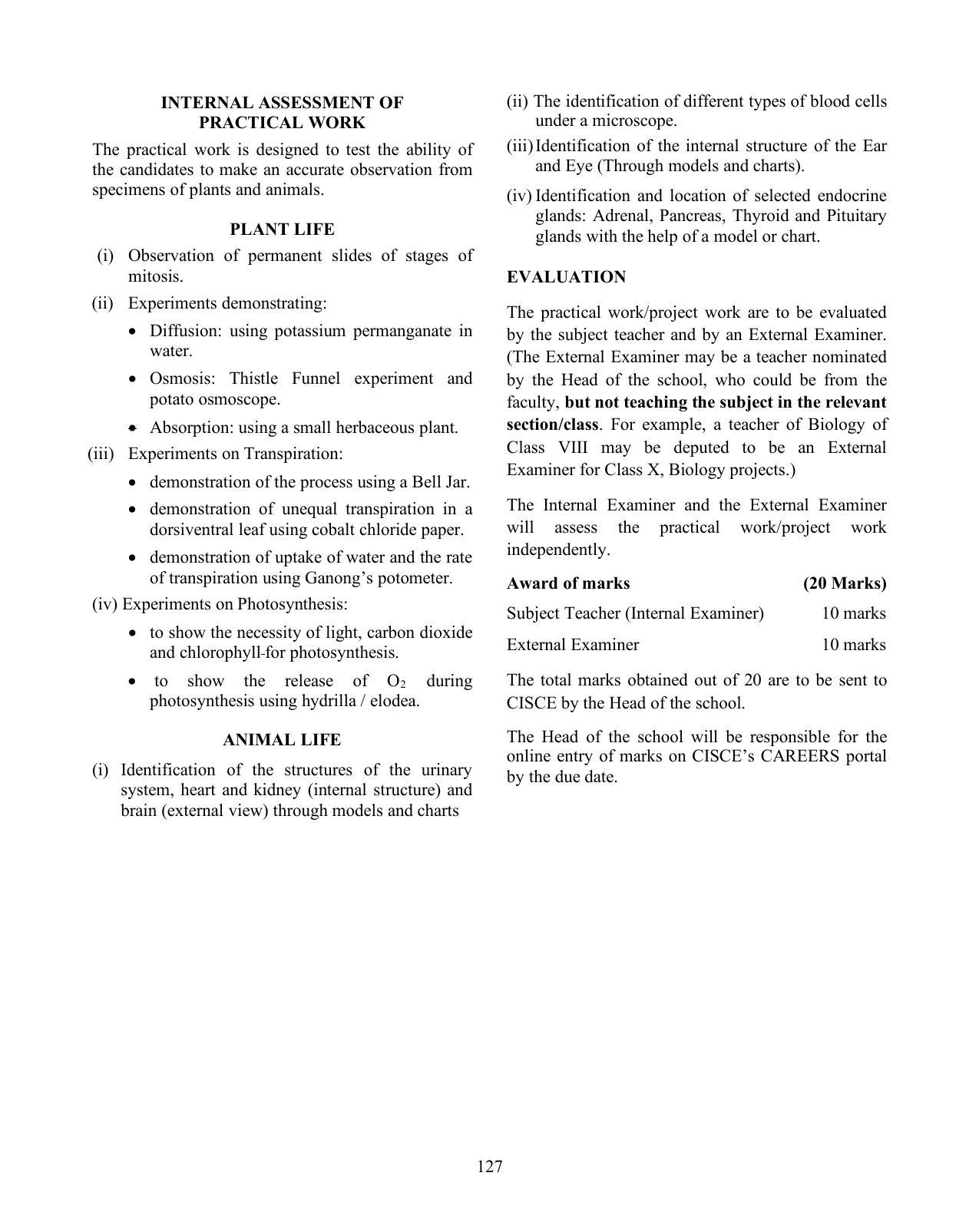 ICSE Biology Syllabus - Page 9