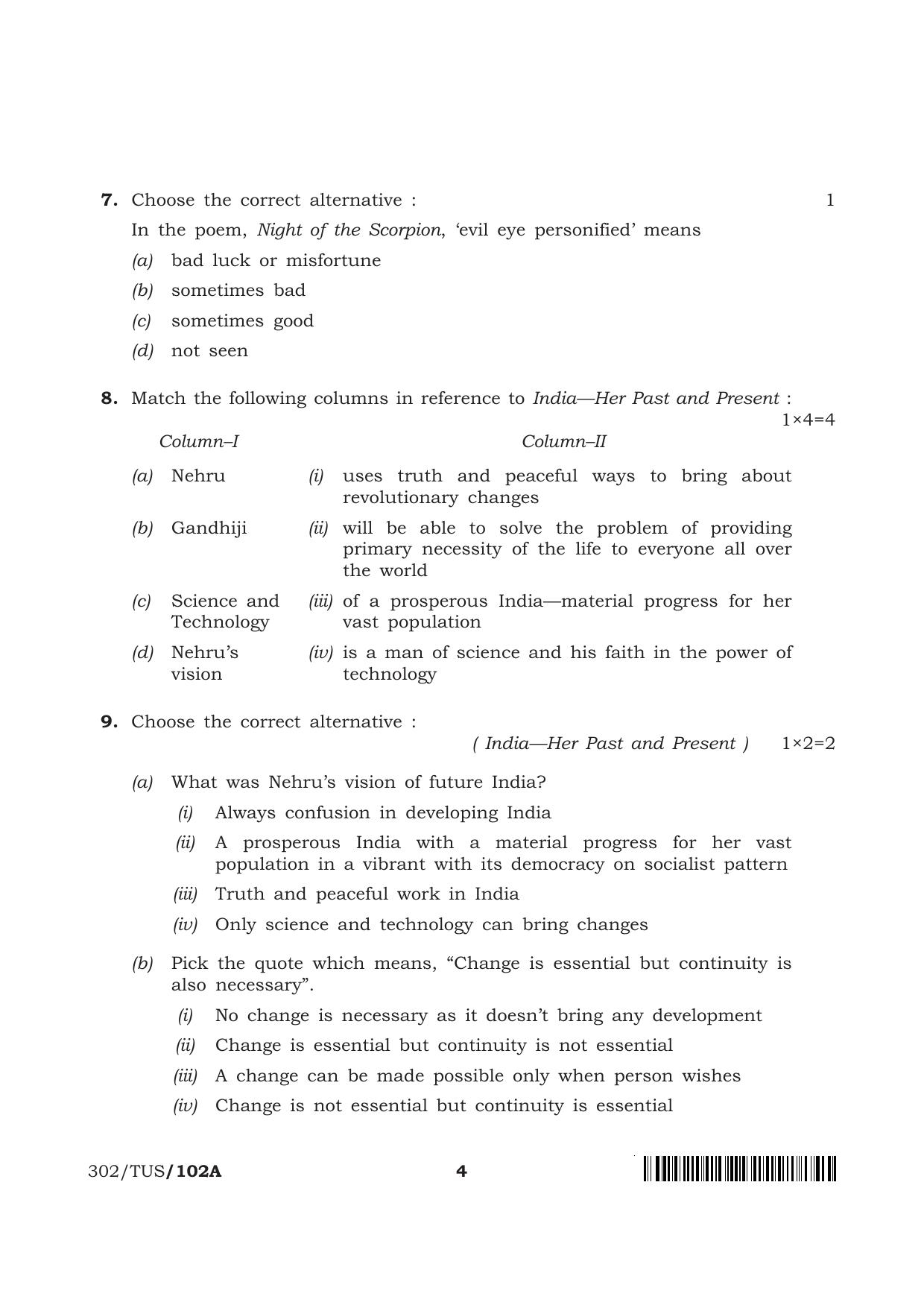 NIOS 2024 Class 12 English (302) Question Paper - Page 4