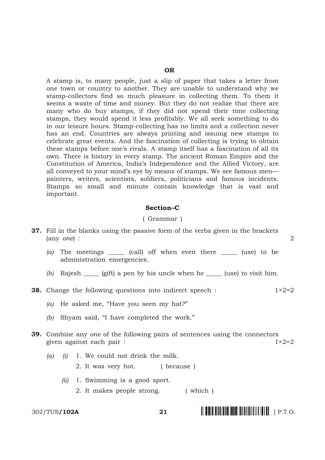 NIOS 2024 Class 12 English (302) Question Paper - Page 21