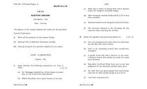 Meghalaya Board (MBOSE) Class 11 Elective_English 2018 Question Paper