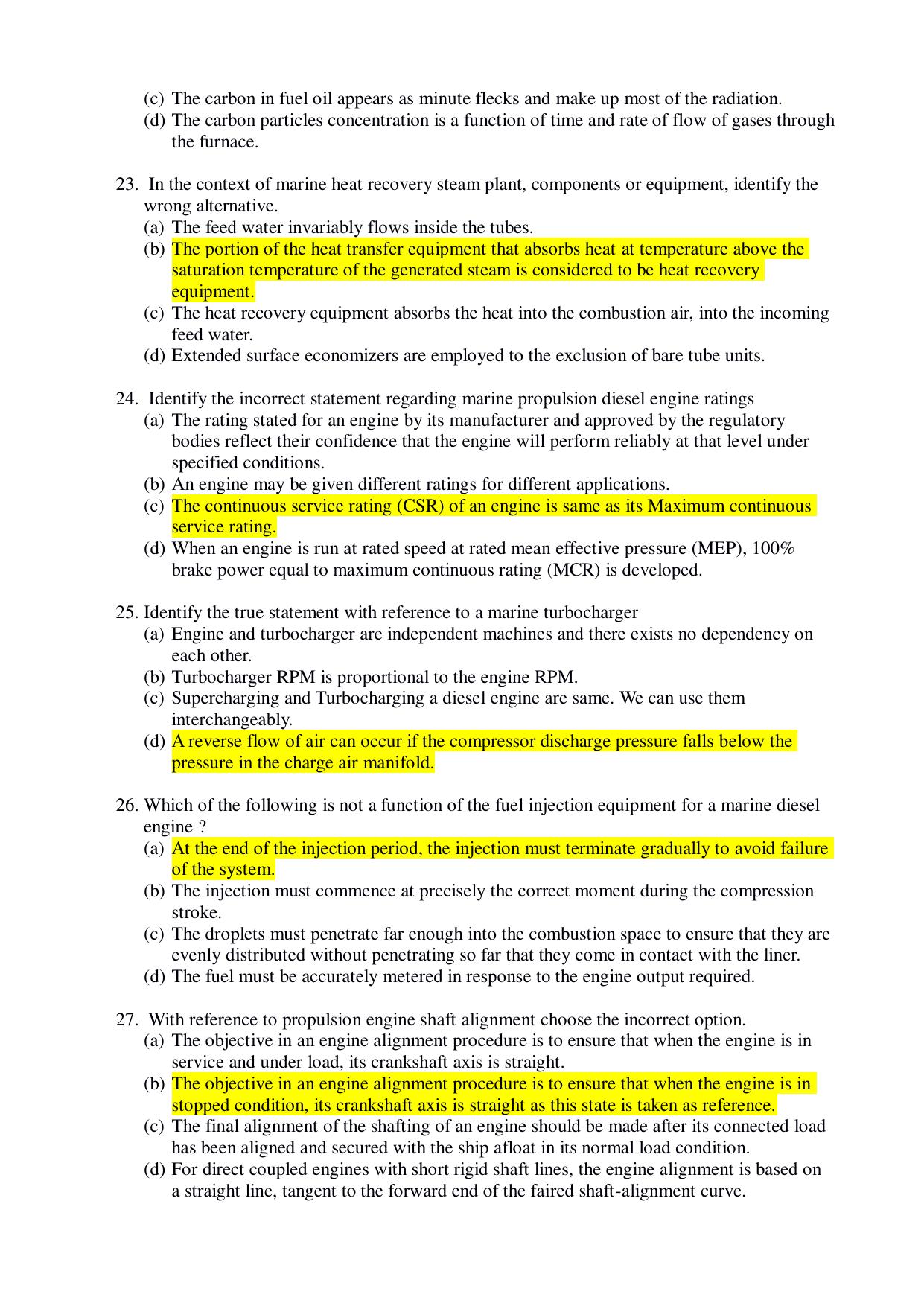 PG - Marine Engineering - IMU CET Model Question Papers - CET (Set-II) - Page 4
