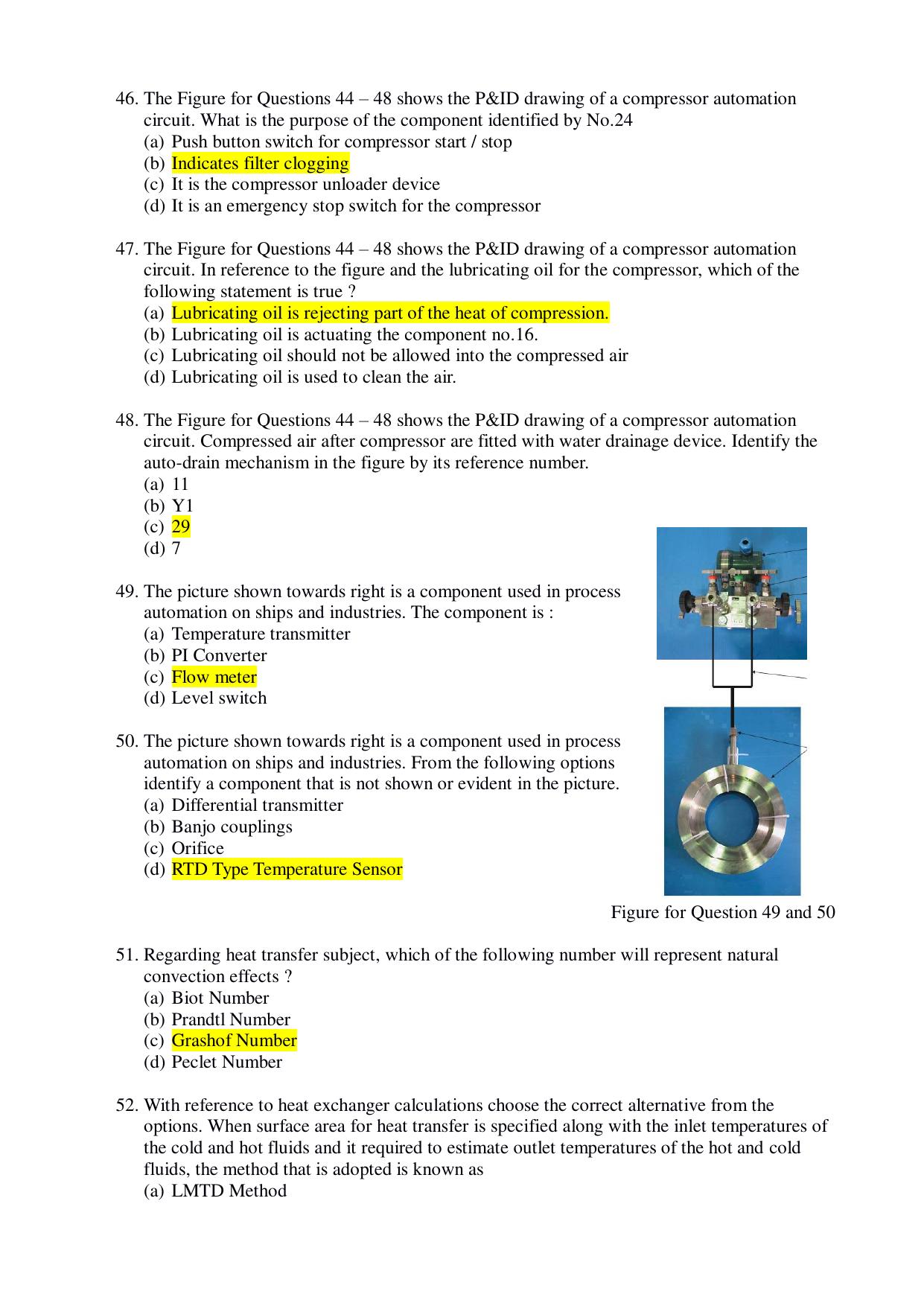 PG - Marine Engineering - IMU CET Model Question Papers - CET (Set-II) - Page 9