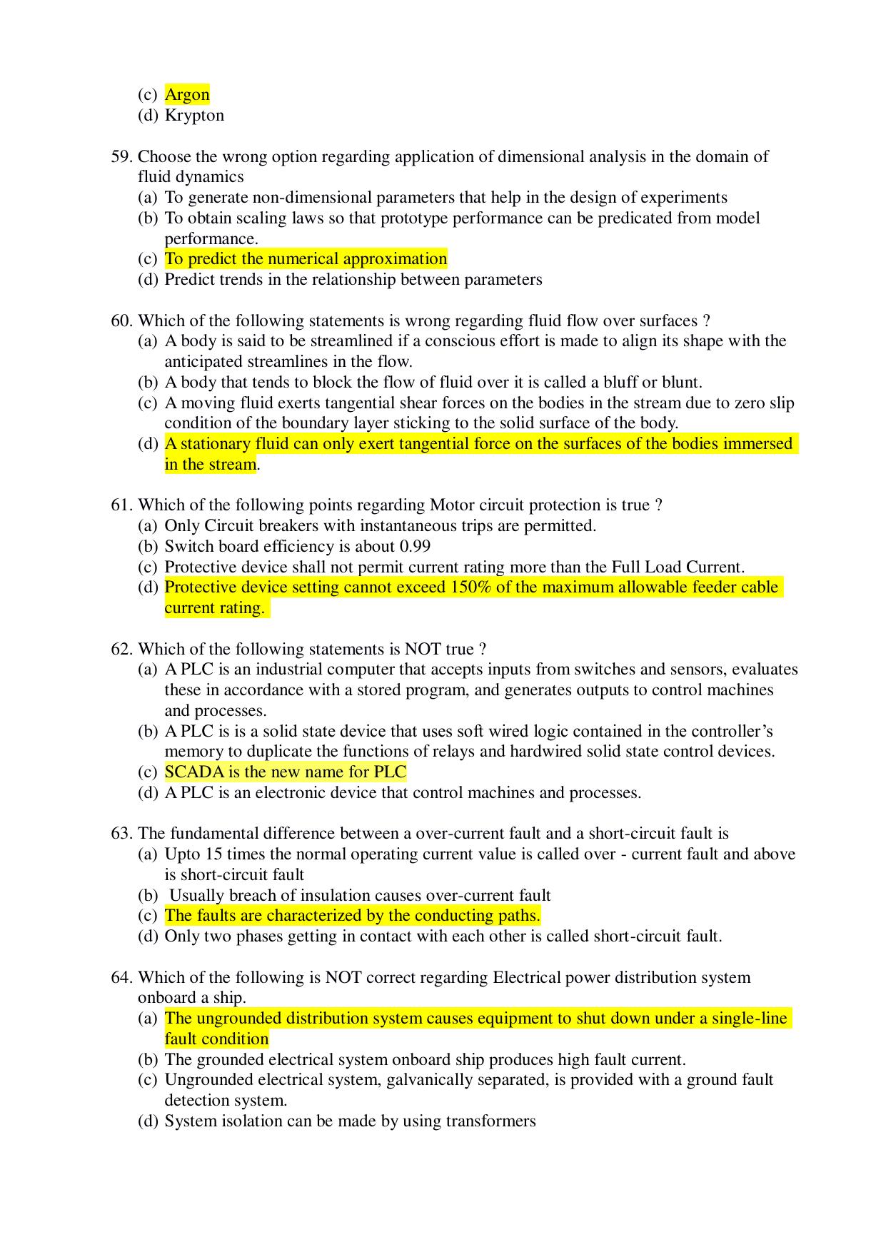 PG - Marine Engineering - IMU CET Model Question Papers - CET (Set-II) - Page 11