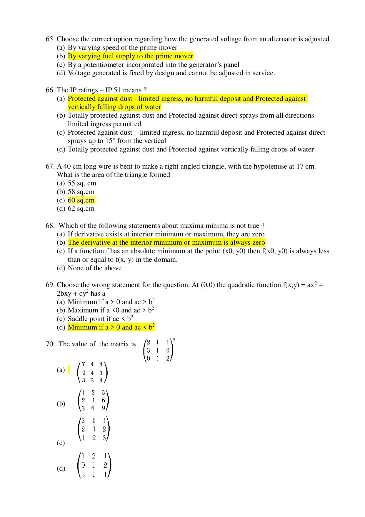 PG - Marine Engineering - IMU CET Model Question Papers - CET (Set-II) - Page 12