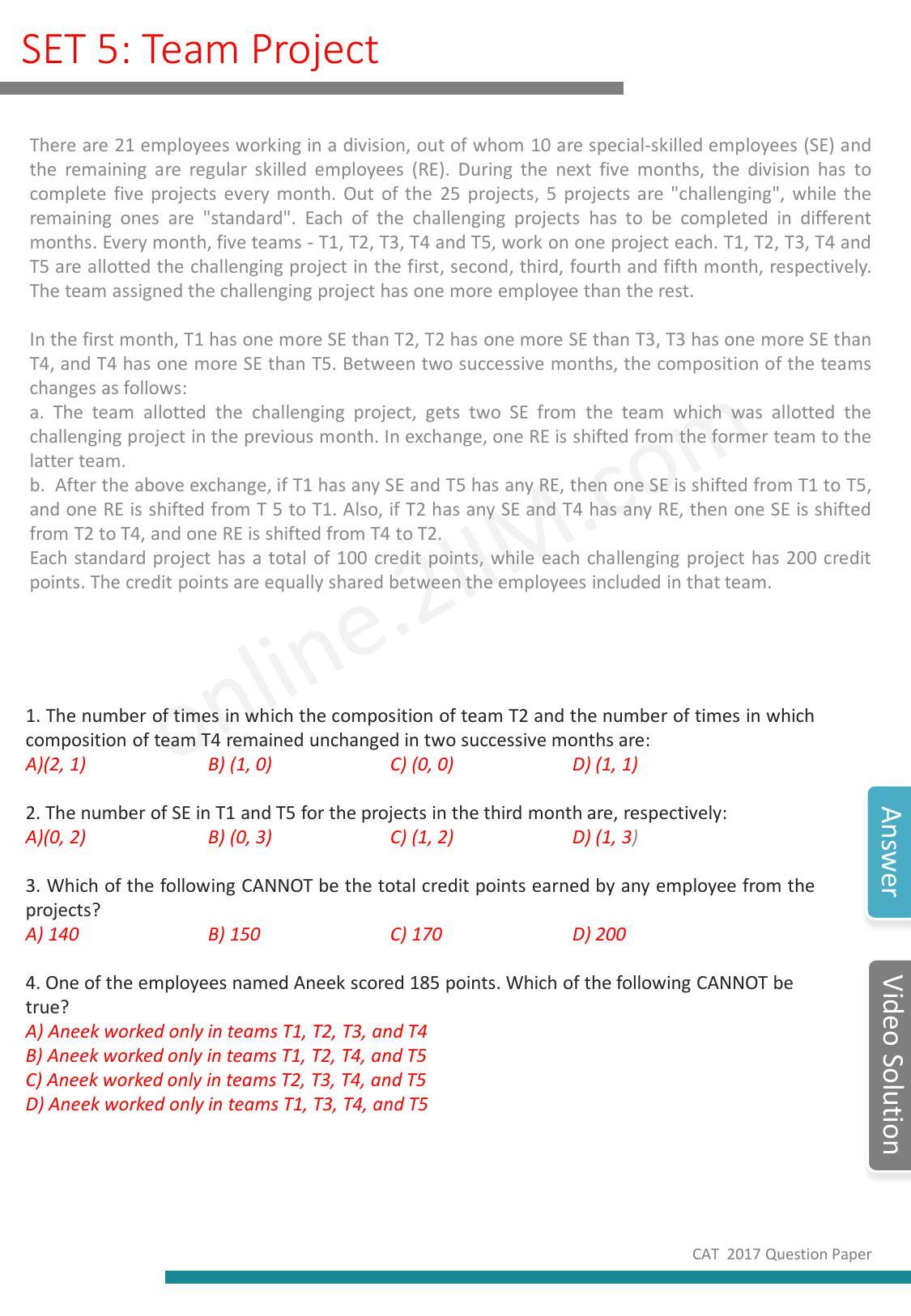 CAT 2017 CAT DILR Slot 1 Question Paper - Page 6