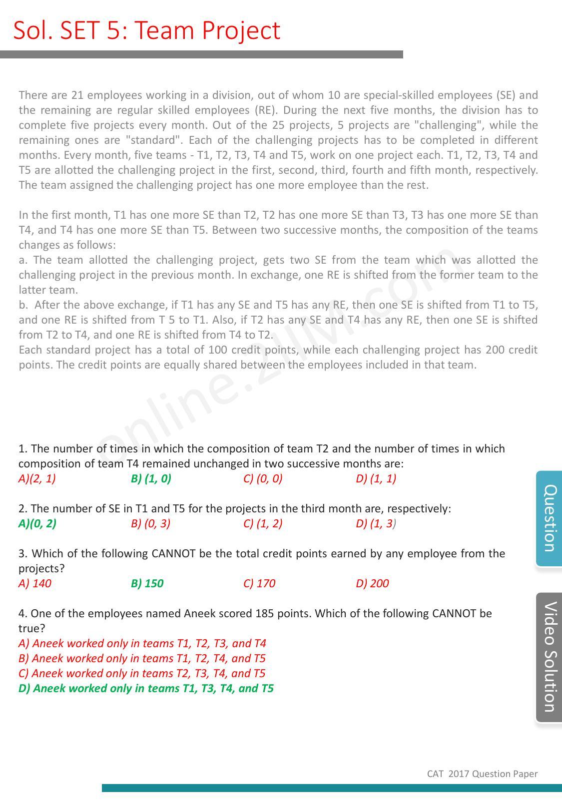 CAT 2017 CAT DILR Slot 1 Question Paper - Page 14