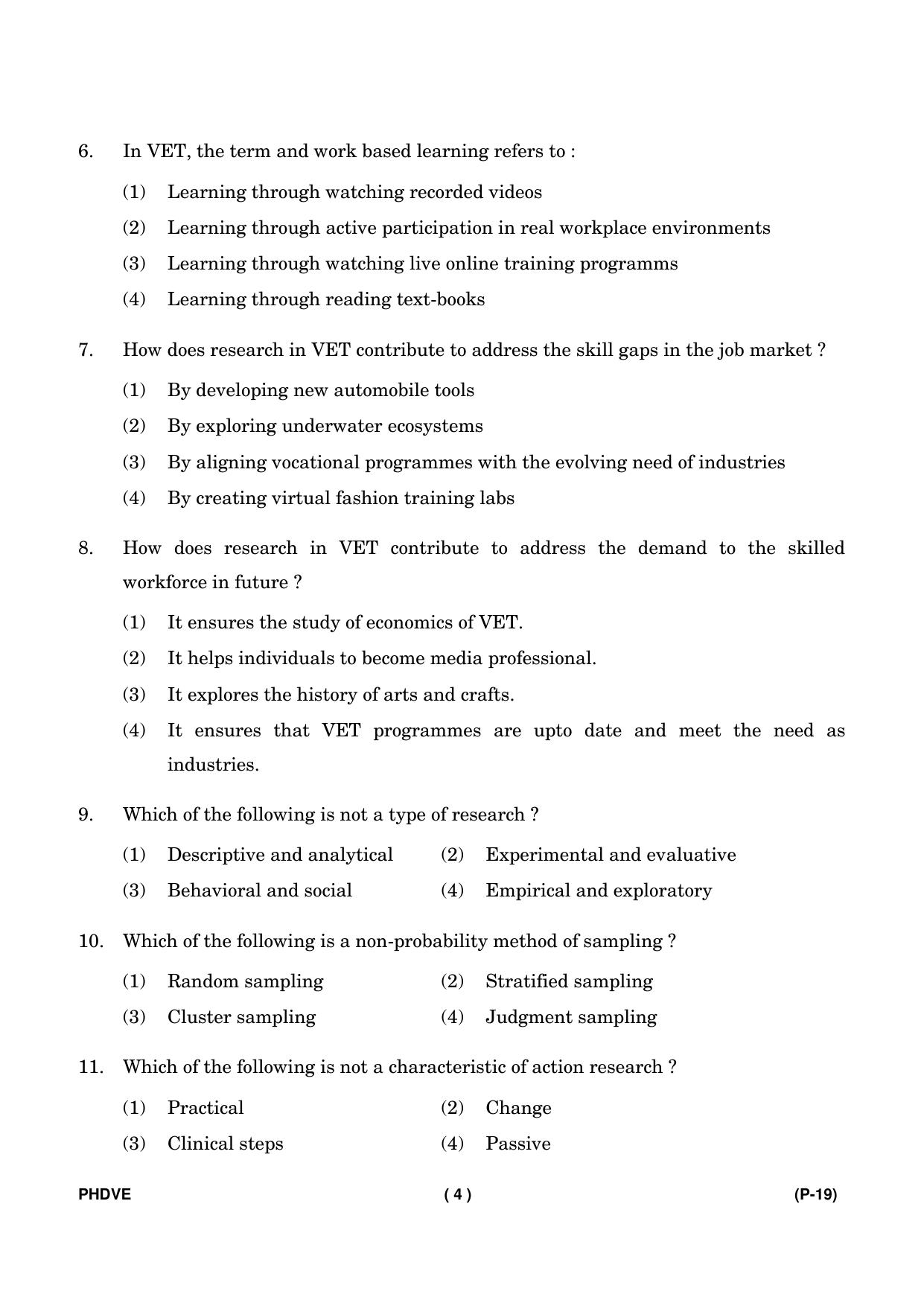 IGNOU PhD Entrance Test Ph. D. (Vocational Education) Entrance Test, July, 2023 Question Paper - Page 5