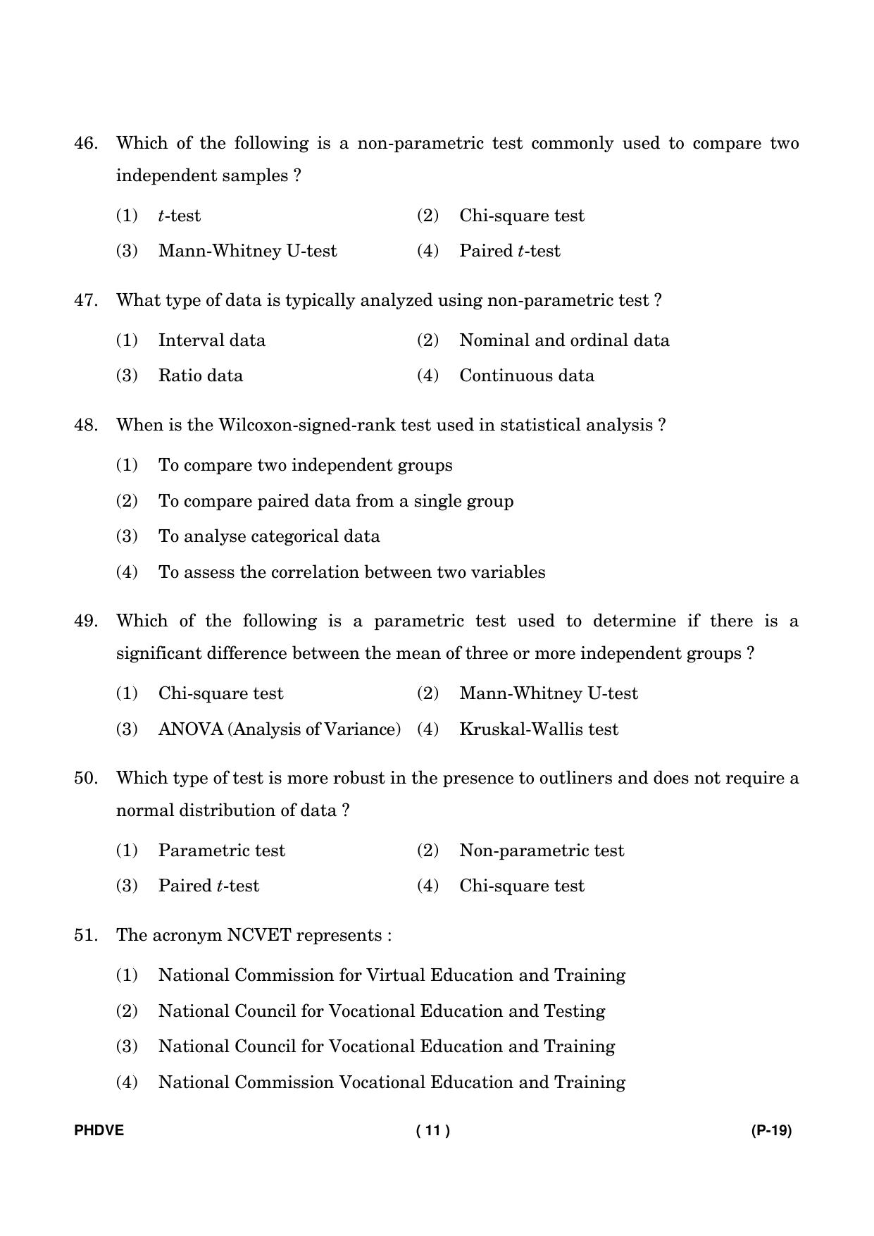 IGNOU PhD Entrance Test Ph. D. (Vocational Education) Entrance Test, July, 2023 Question Paper - Page 12