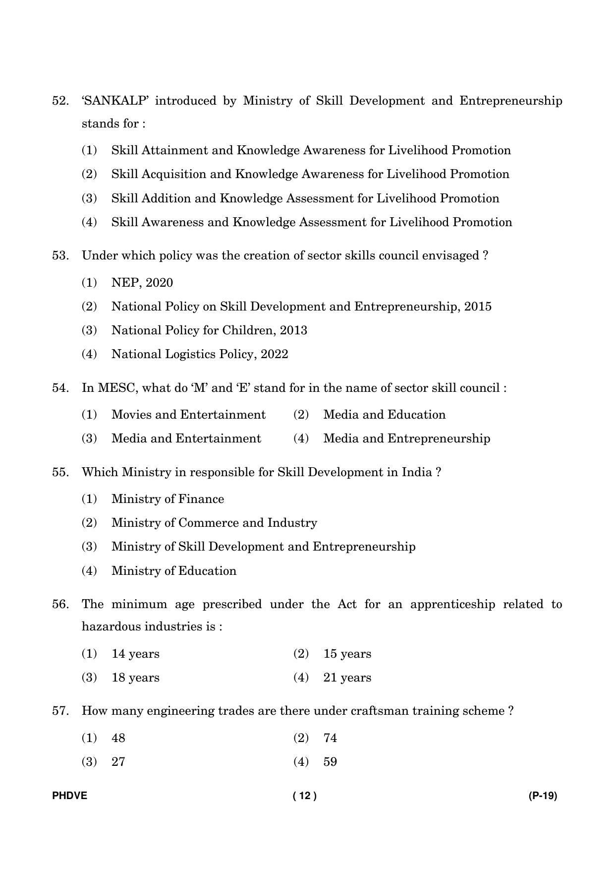 IGNOU PhD Entrance Test Ph. D. (Vocational Education) Entrance Test, July, 2023 Question Paper - Page 13