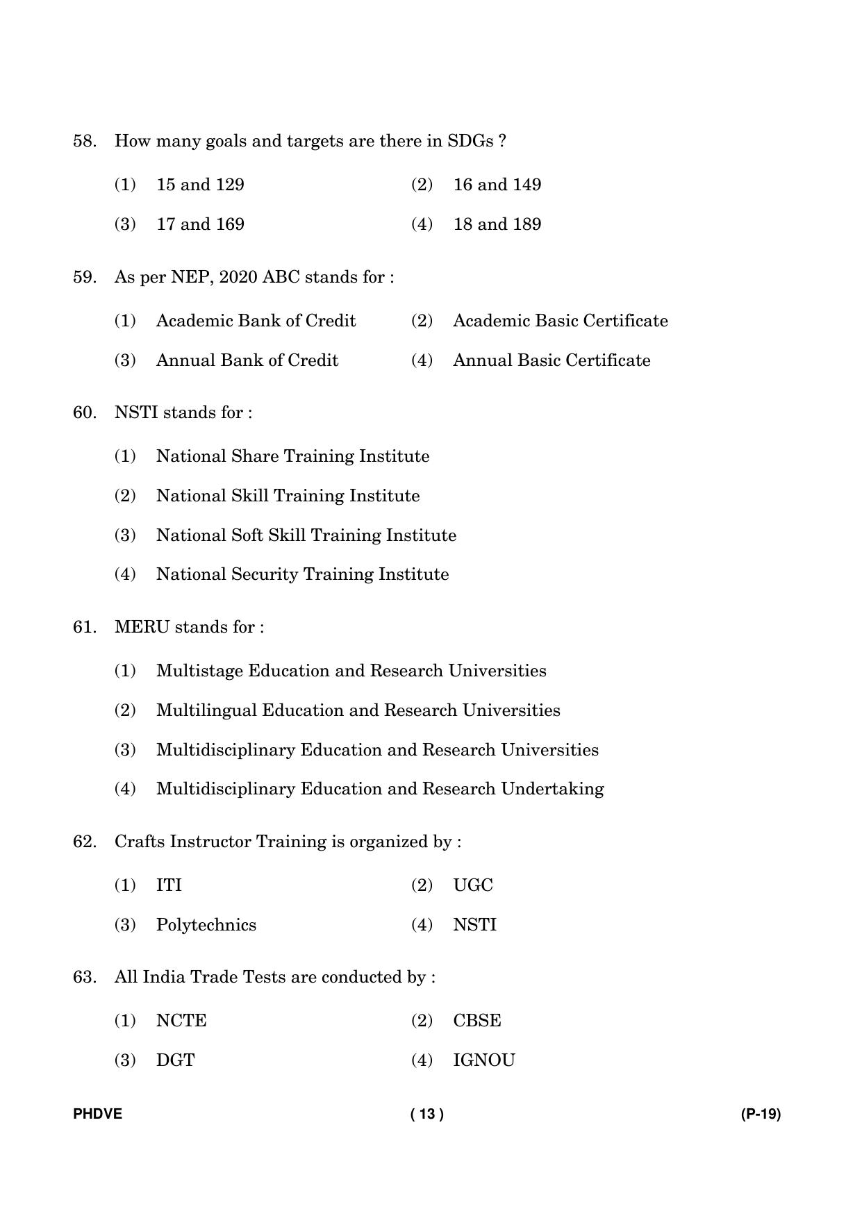 IGNOU PhD Entrance Test Ph. D. (Vocational Education) Entrance Test, July, 2023 Question Paper - Page 14